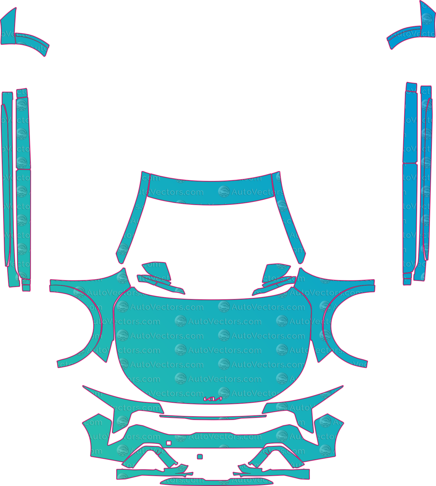 Kia K4 CL4 GT-Line Turbo (From 2025) Sedan Pre-Cut PPF Pattern Templates – pre-cut PPF pattern templates, digital download vector files (CDR, AI, PDF, DXF, SVG)