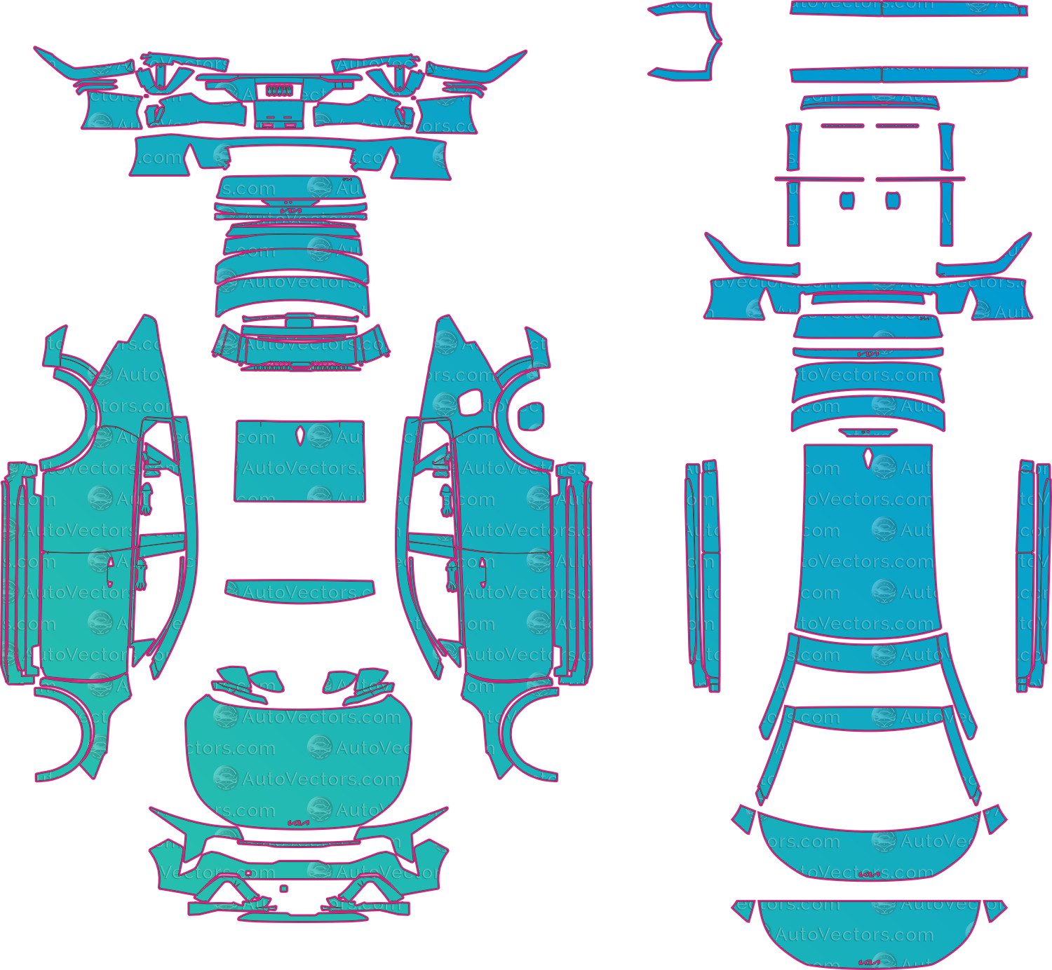 Kia K4 GT-Line Turbo Front pack (From 2025) Sedan – pre-cut PPF pattern templates, instant digital download vector cut files (CDR, AI, PDF, SVG)