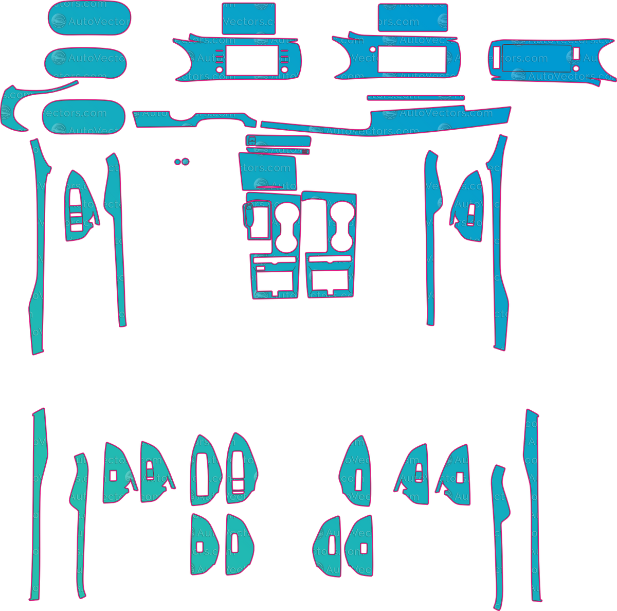Kia K5 Base (From 2022) Interior – interior pre-cut PPF pattern templates, instant digital download vector cut files (CDR, AI, PDF, SVG)