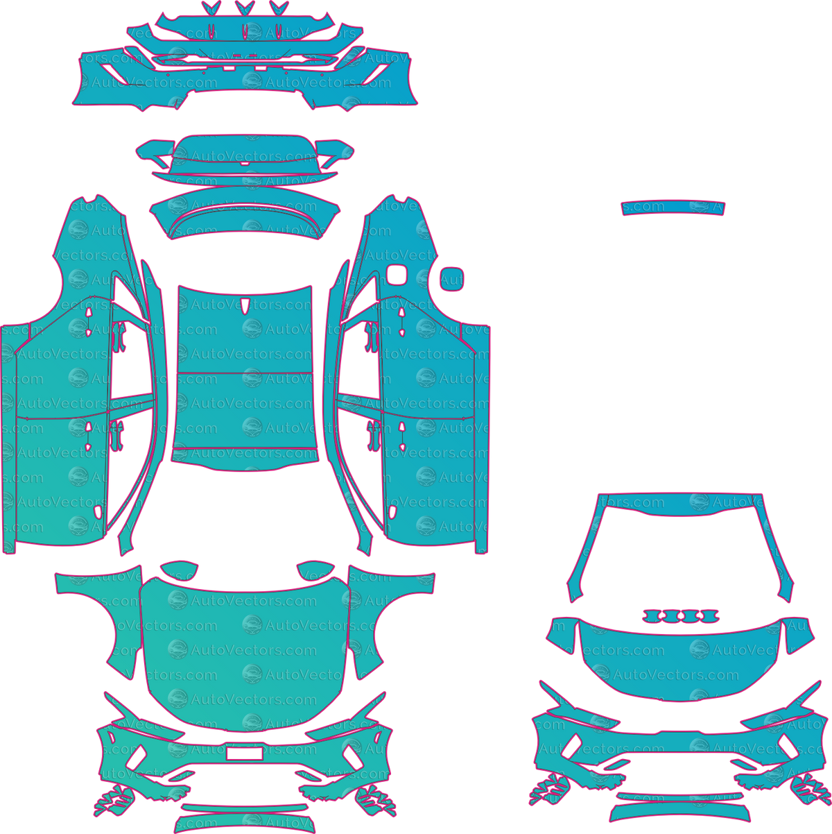 Kia K5 EX (US) (2023-2024) Sedan – pre-cut PPF pattern templates, instant digital download vector cut files (CDR, AI, PDF, SVG)