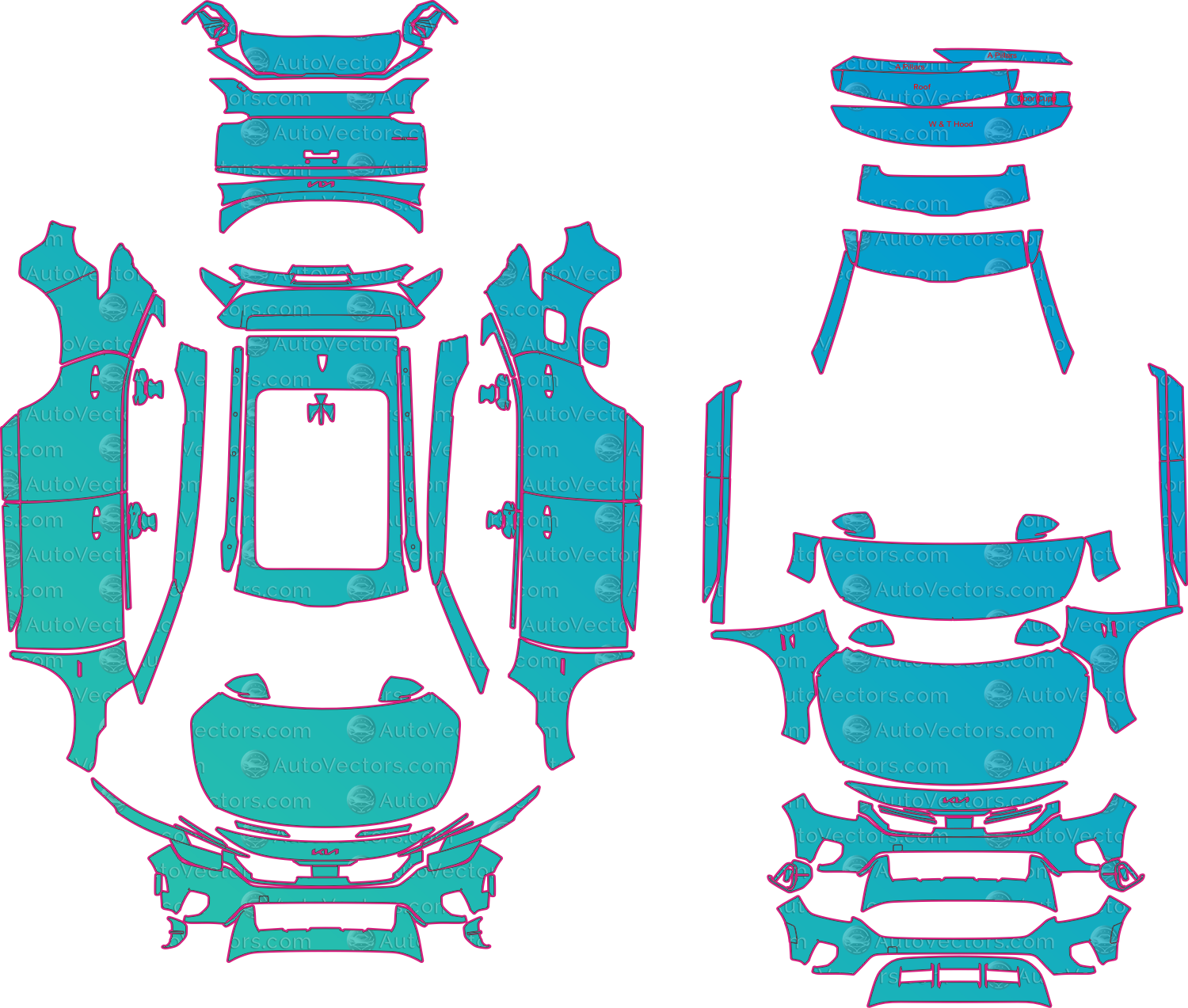 Kia Seltos Facelift EX (From 2022) SUV Pre-Cut PPF Pattern Templates – pre-cut PPF pattern templates, digital download vector files (CDR, AI, PDF, DXF, SVG)