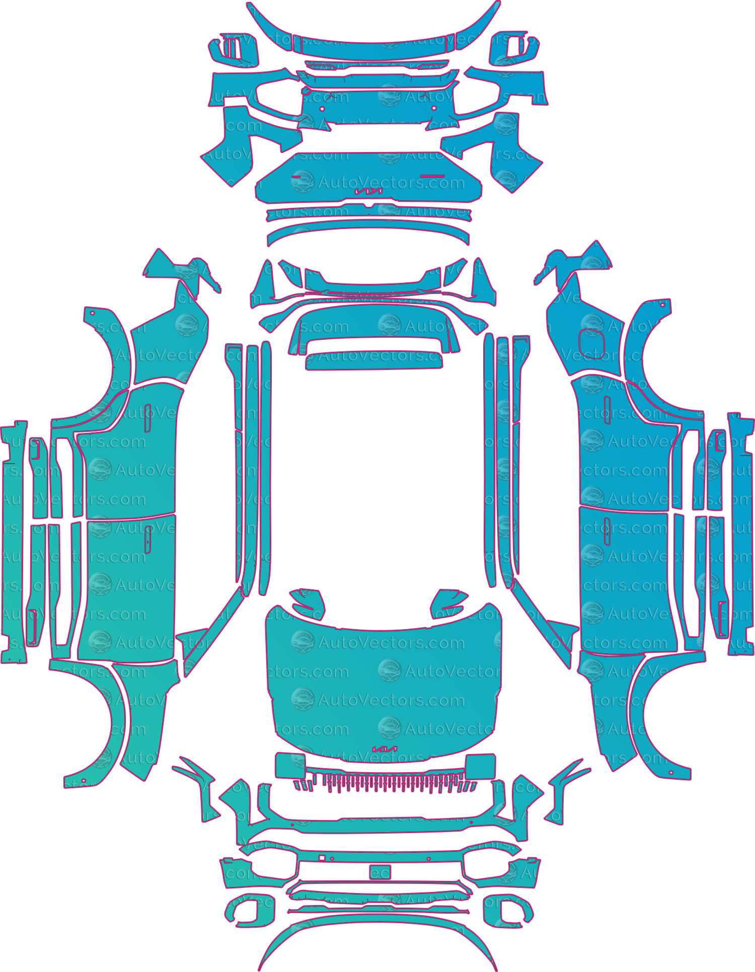 Kia Seltos Sport (From 2025) SUV Pre-Cut PPF Pattern Templates – pre-cut PPF pattern templates, digital download vector files (CDR, AI, PDF, DXF, SVG)