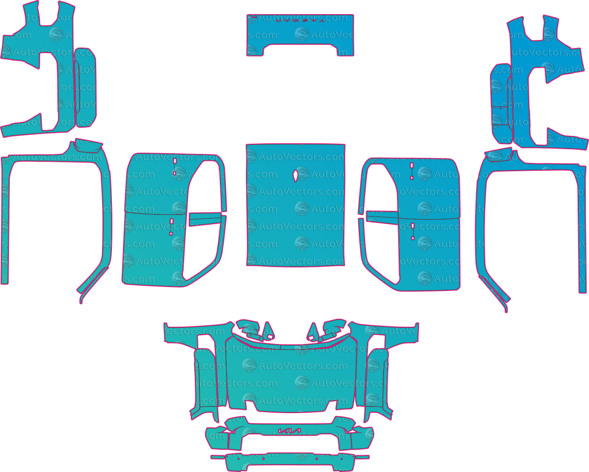 Kia Tasman S (From 2025) Pickup – pre-cut PPF pattern templates, instant digital download vector cut files (CDR, AI, PDF, SVG)