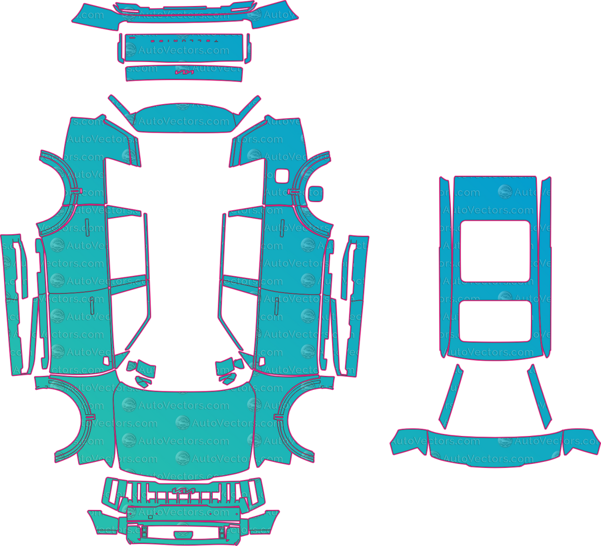 Kia Telluride sx (From 2027) SUV pre-cut PPF pattern layout