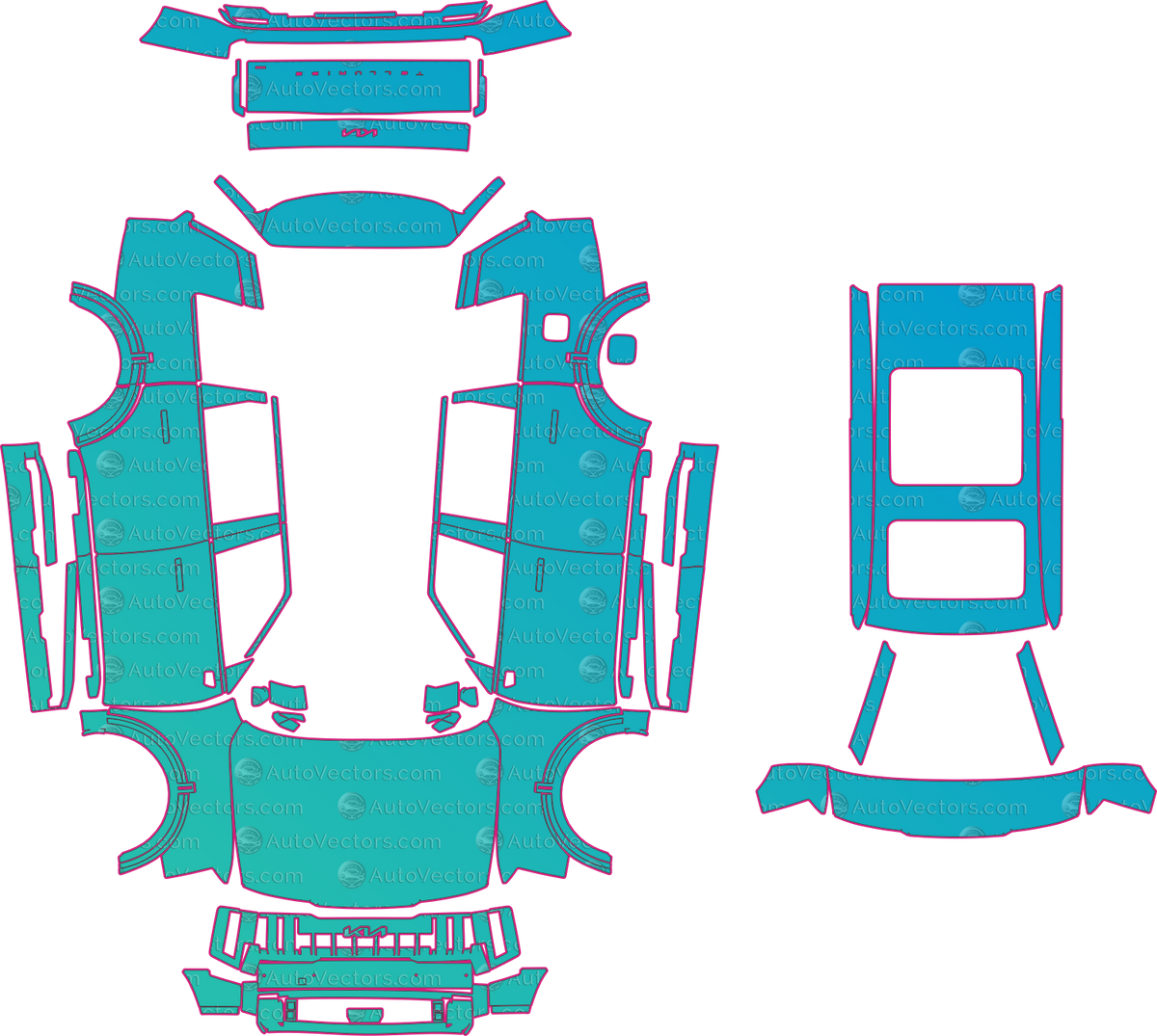 Kia Telluride sx Prestige (From 2027) SUV pre-cut PPF pattern layout