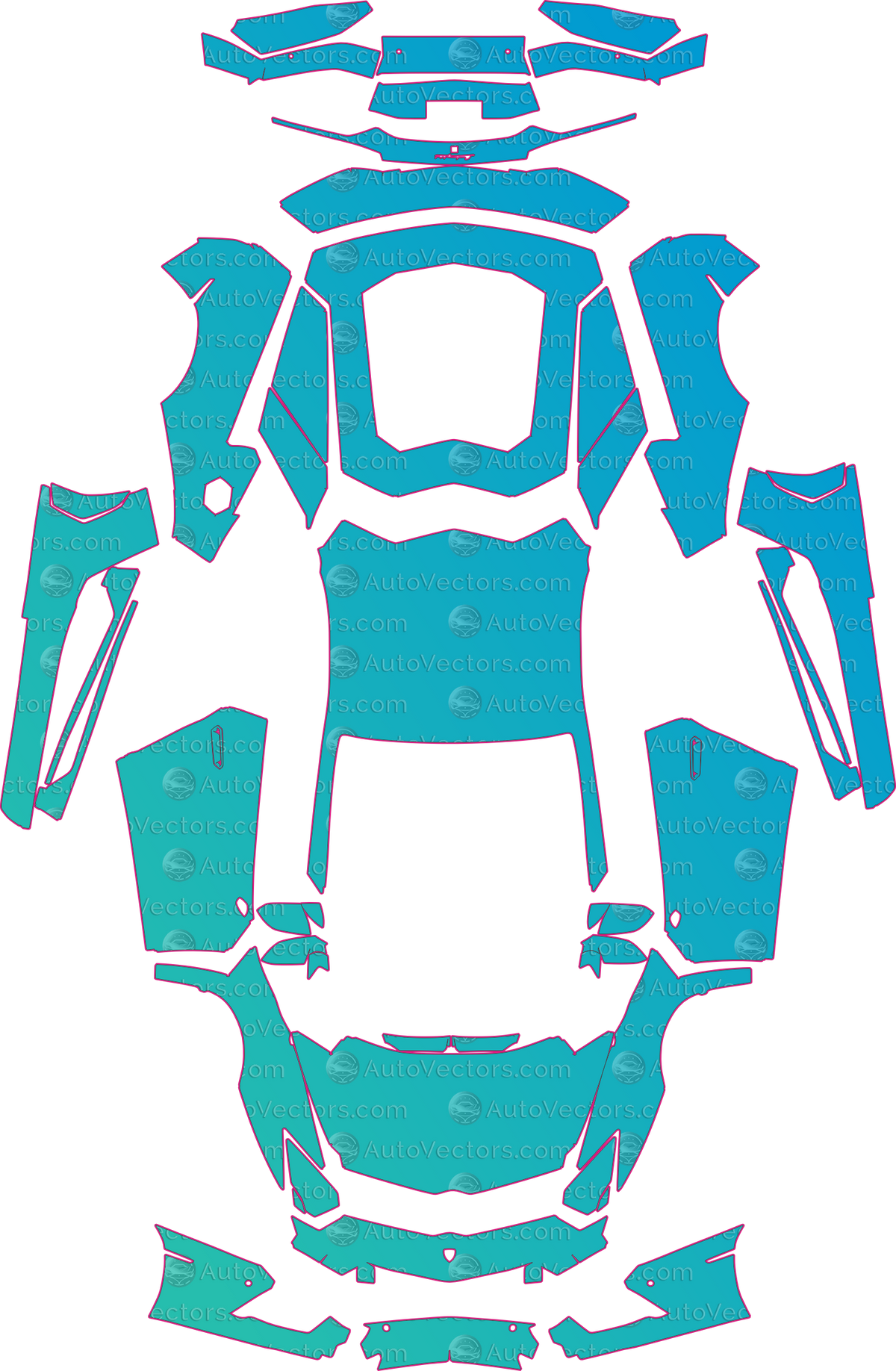 Lamborghini Aventador LB834 LP 700-4 (From 2012) Coupe – pre-cut PPF pattern templates, instant digital download vector cut files (CDR, AI, PDF, SVG)