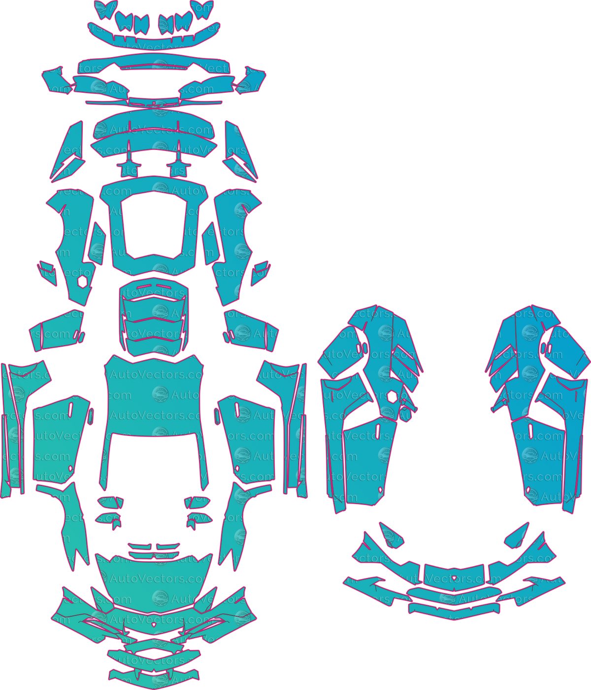 Lamborghini Aventador Superveloce LP750-4 (From 2016) Coupe – pre-cut PPF pattern templates, instant digital download vector cut files (CDR, AI, PDF, SVG)
