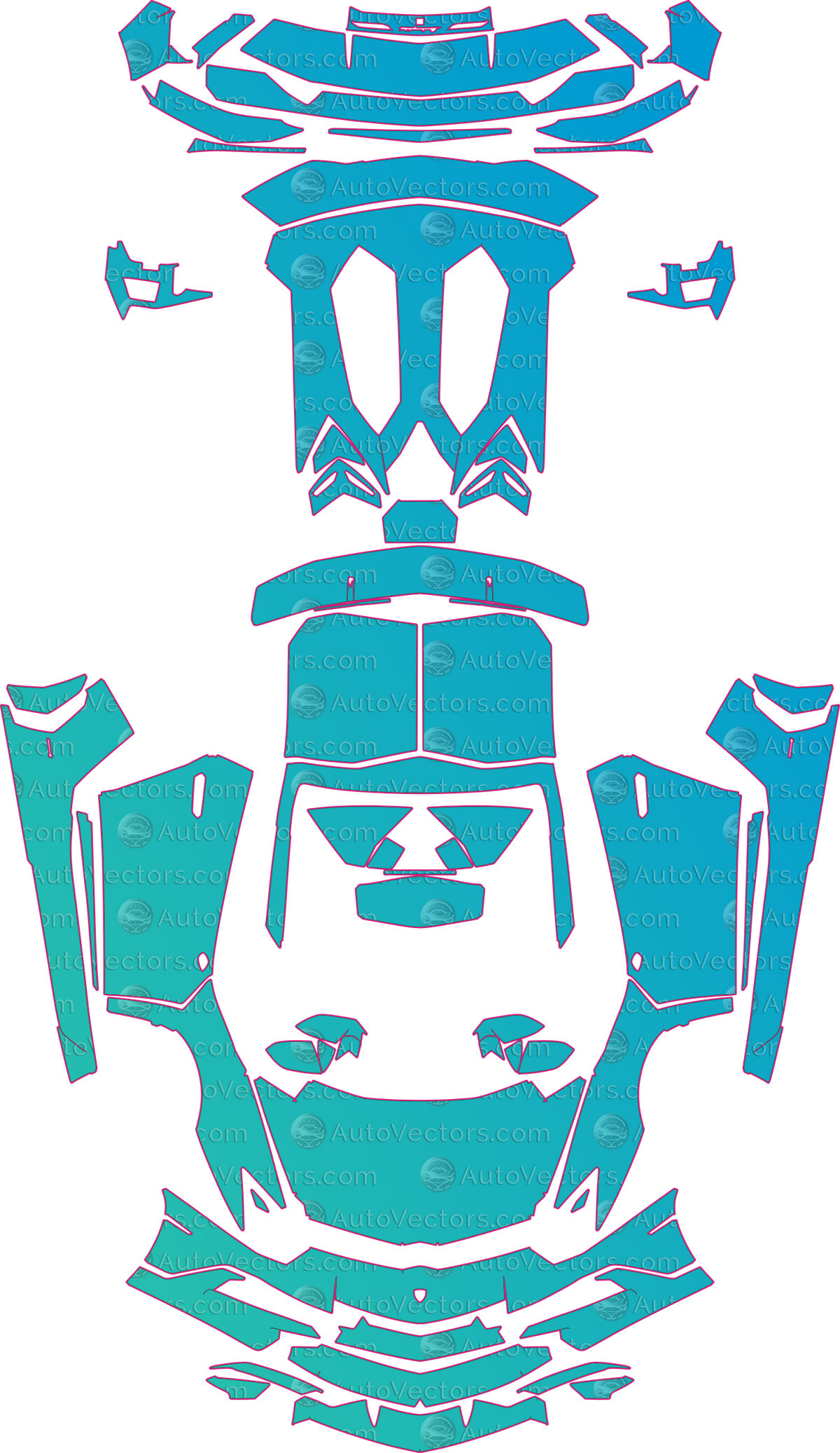 Lamborghini Aventador SV (From 2017) Roadster – pre-cut PPF pattern templates, instant digital download vector cut files (CDR, AI, PDF, SVG)