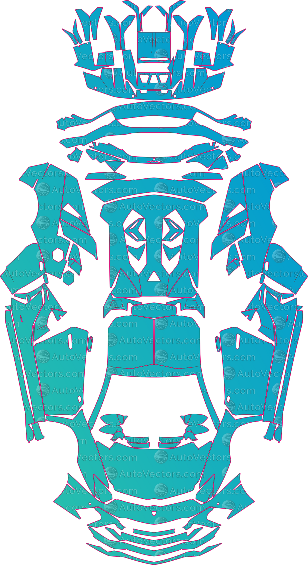 Lamborghini Aventador Ultimae (From 2022) Roadster – pre-cut PPF pattern templates, instant digital download vector cut files (CDR, AI, PDF, SVG)