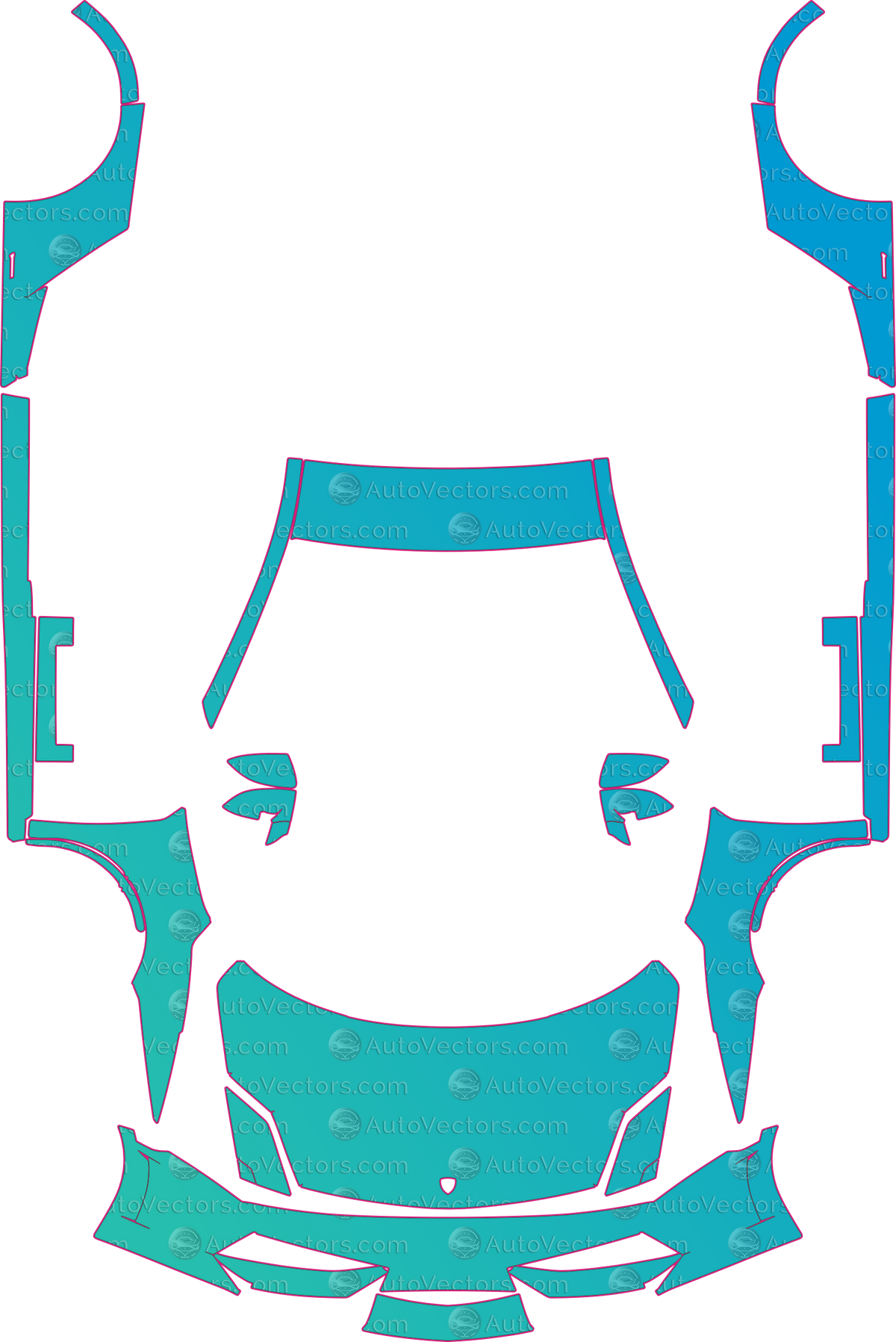 Lamborghini Gallardo Base (From 2009) Coupe – pre-cut PPF pattern templates, instant digital download vector cut files (CDR, AI, PDF, SVG)