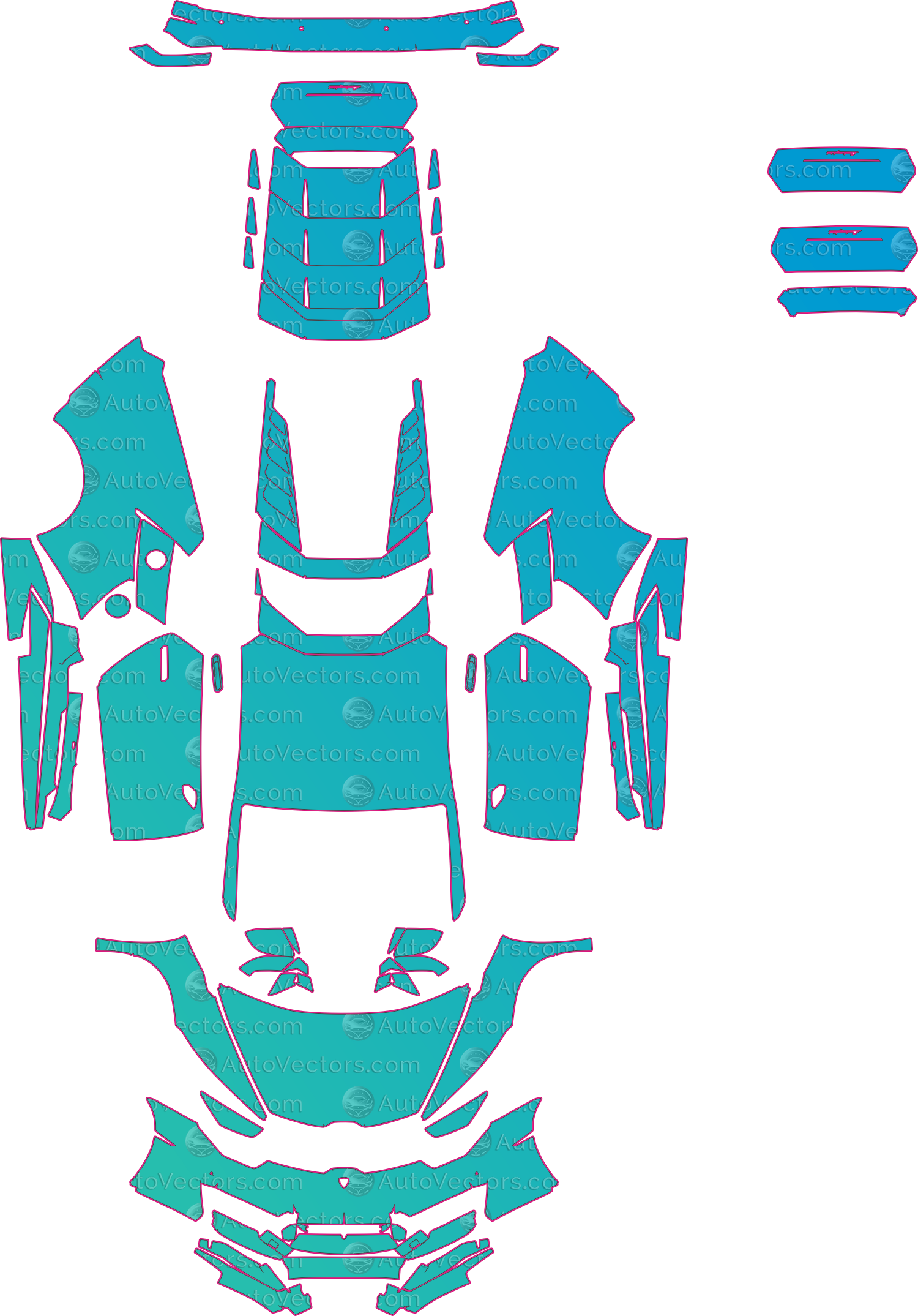 Lamborghini Huracan 724 LP 580-2 (From 2016) Coupe – pre-cut PPF pattern templates, instant digital download vector cut files (CDR, AI, PDF, SVG)