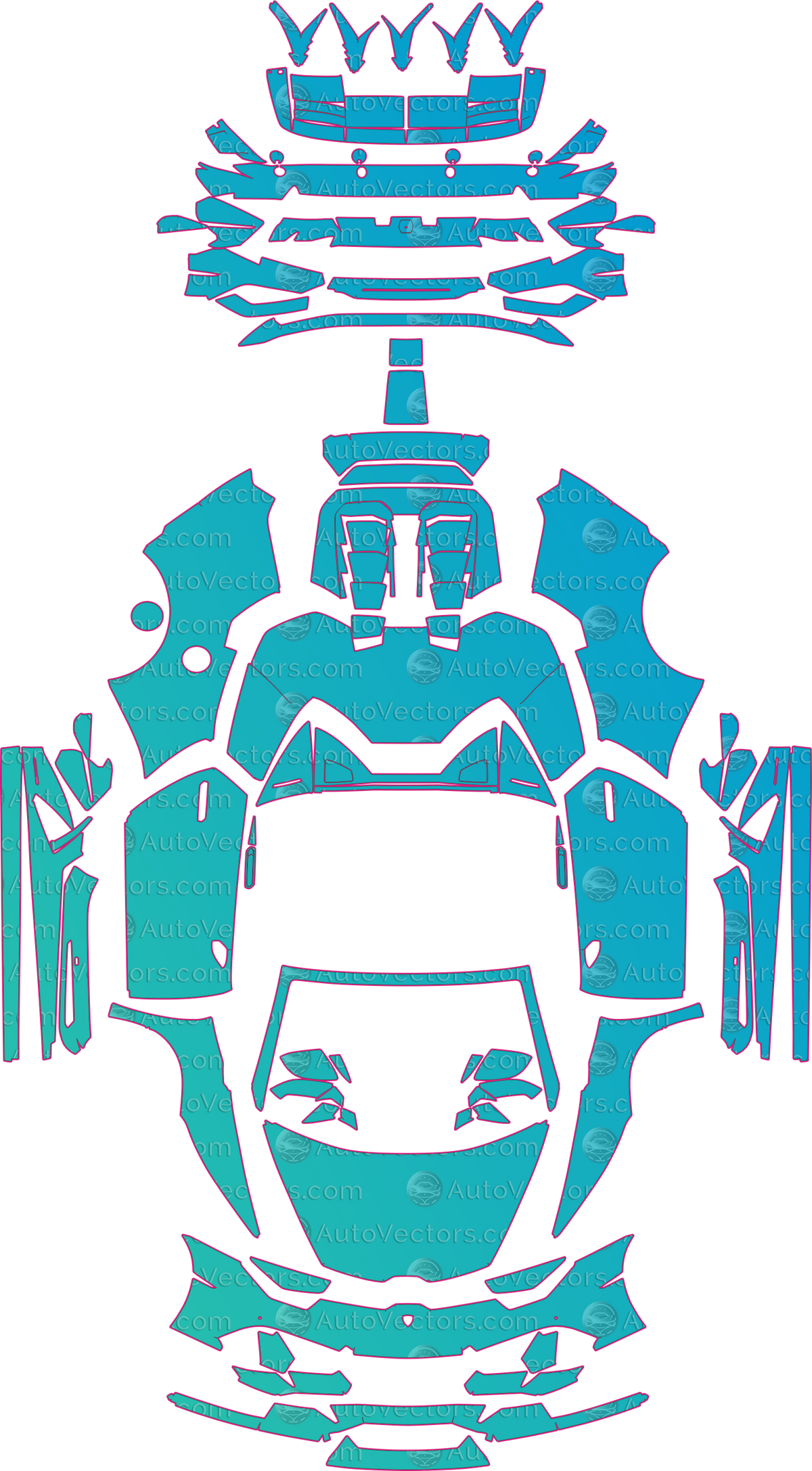 Lamborghini Huracan EVO (From 2019) Spyder – pre-cut PPF pattern templates, instant digital download vector cut files (CDR, AI, PDF, SVG)