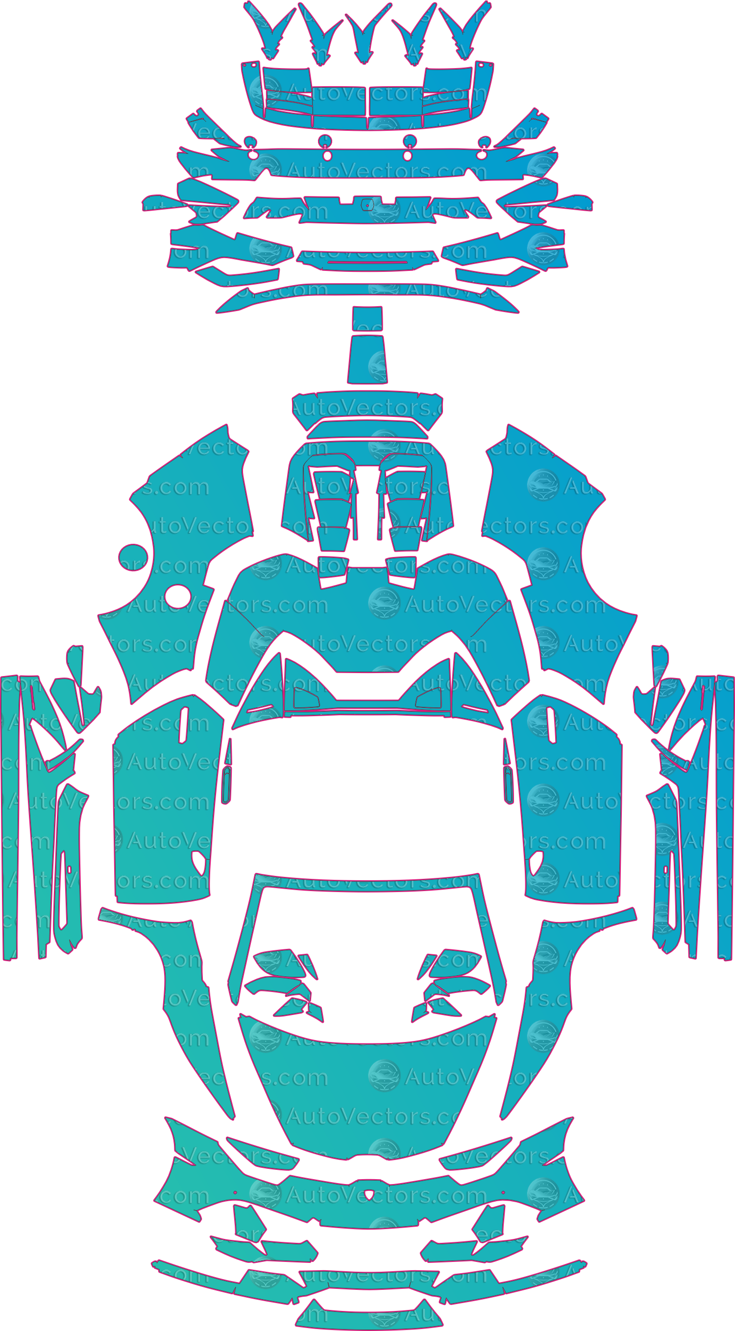 Lamborghini Huracan EVO (From 2019) Spyder – pre-cut PPF pattern templates, instant digital download vector cut files (CDR, AI, PDF, SVG)