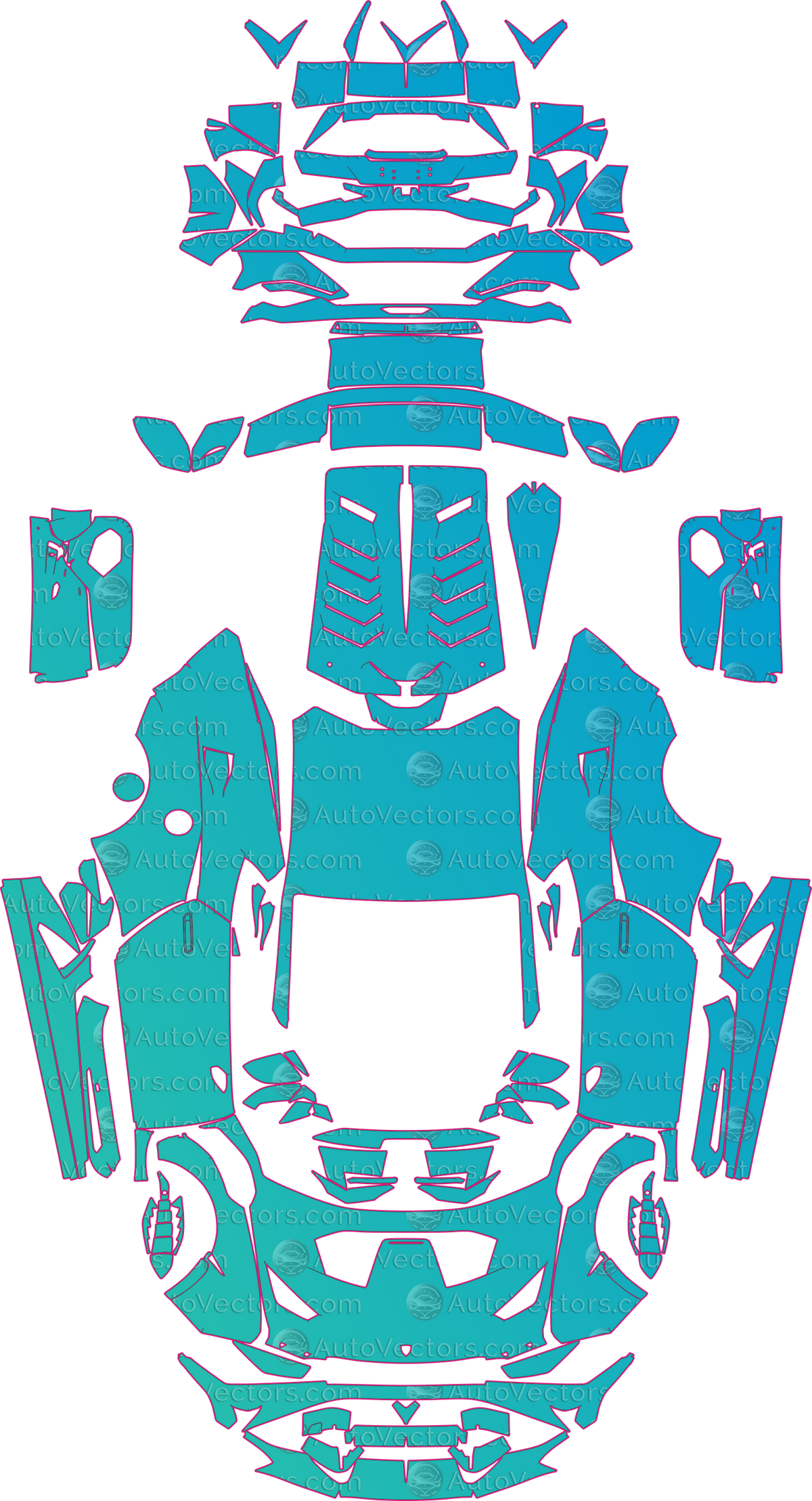 Lamborghini Huracan STO (From 2021) Coupe – pre-cut PPF pattern templates, instant digital download vector cut files (CDR, AI, PDF, SVG)