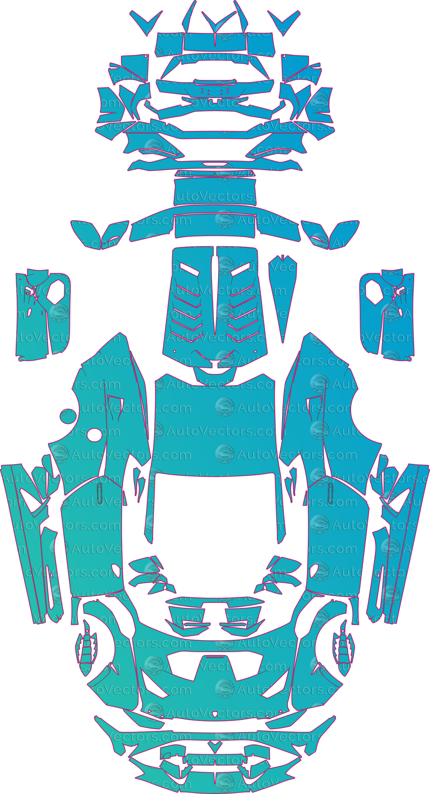 Lamborghini Huracan STO (From 2021) Coupe – pre-cut PPF pattern templates, instant digital download vector cut files (CDR, AI, PDF, SVG)