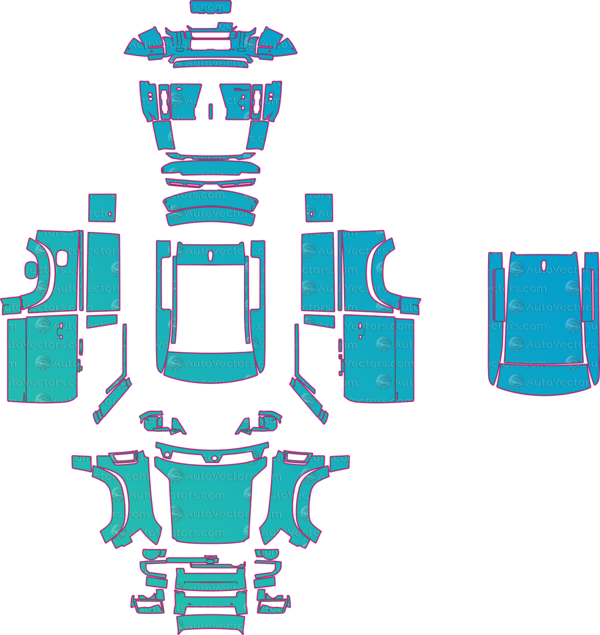 Land Rover Defender 90 L663 Urban (From 2021) SUV – pre-cut PPF pattern templates, instant digital download vector cut files (CDR, AI, PDF, SVG)