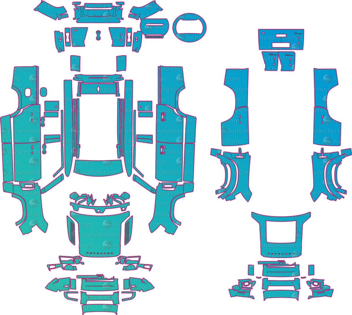 Land Rover Defender Defender 130 L663 (From 2026) SUV – pre-cut PPF pattern templates, instant digital download vector cut files (CDR, AI, PDF, SVG)
