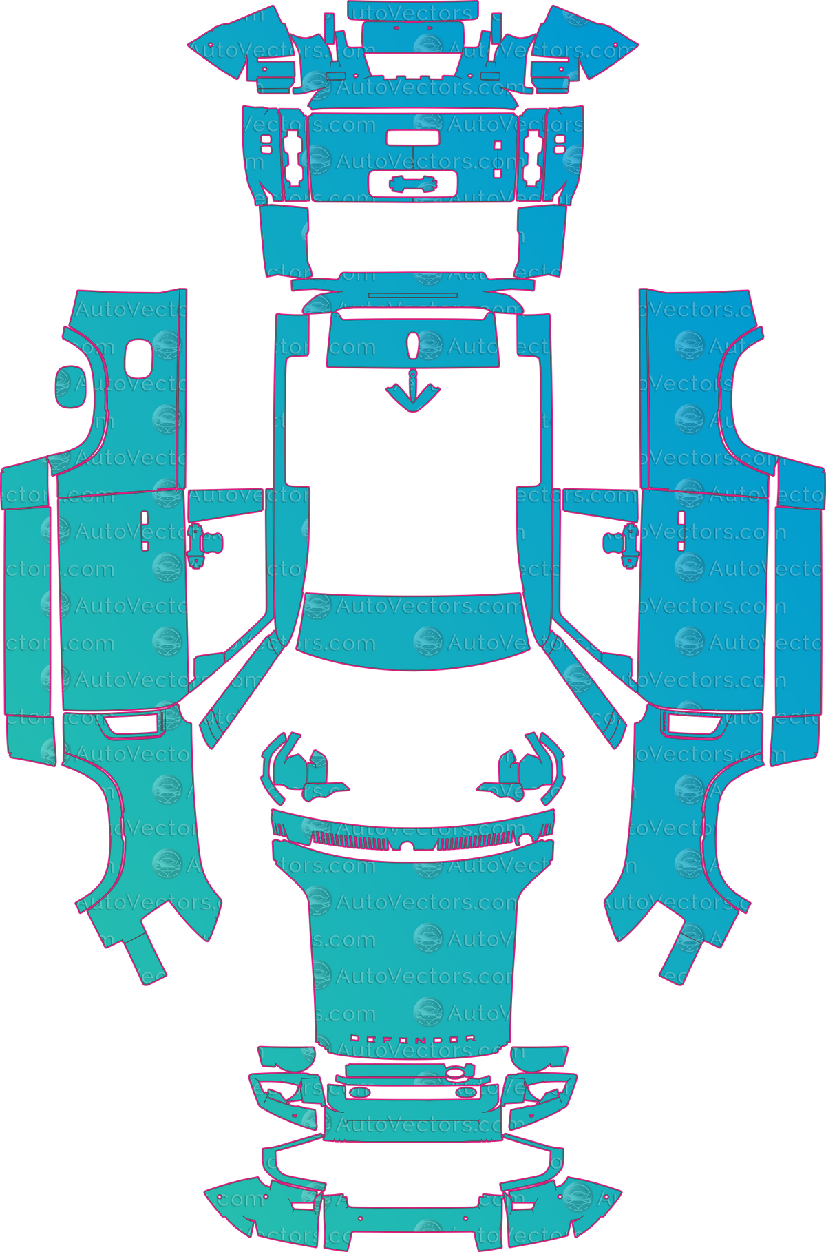 Land Rover Defender L663 X-Dynamic-X 90 (From 2020) SUV – pre-cut PPF pattern templates, instant digital download vector cut files (CDR, AI, PDF, SVG)