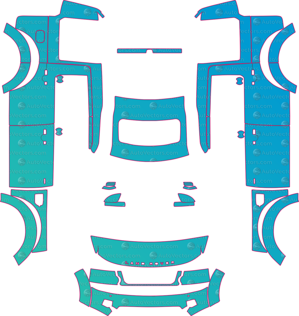 Land Rover Discovery 4 L319 HSE Lux-HSE-Base (From 2014) SUV – pre-cut PPF pattern templates, instant digital download vector cut files (CDR, AI, PDF, SVG)