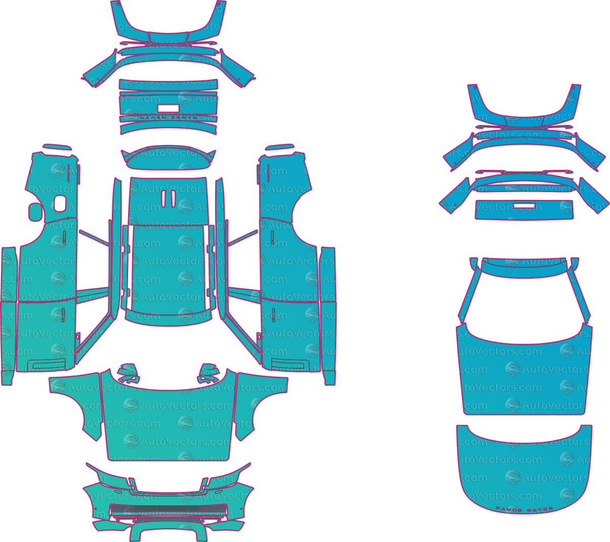 Land Rover Range Rover L460 L SV (From 2023) SUV – pre-cut PPF pattern templates, instant digital download vector cut files (CDR, AI, PDF, SVG)