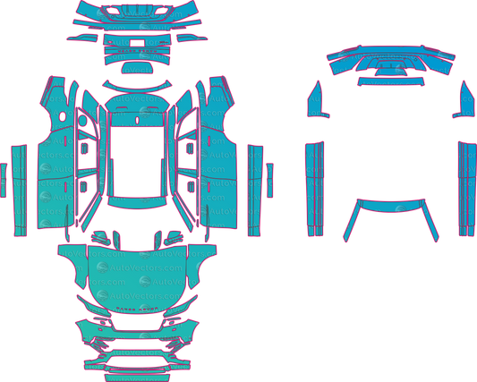 Land Rover Range Rover Velar L560 R-Dynamic HSE-R-Dynamic SE (From 2021) SUV – pre-cut PPF pattern templates, instant digital download vector cut files (CDR, AI, PDF, SVG)