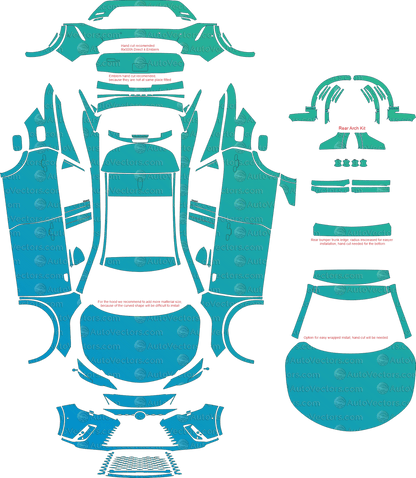 Lexus RX 450h+ XA50 (From 2023) SUV pre-cut PPF vector template download