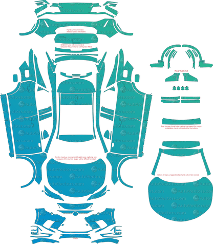 Lexus RX 500h+ F Sport, DIRECT4 XA50 (From 2023) SUV pre-cut PPF vector template download