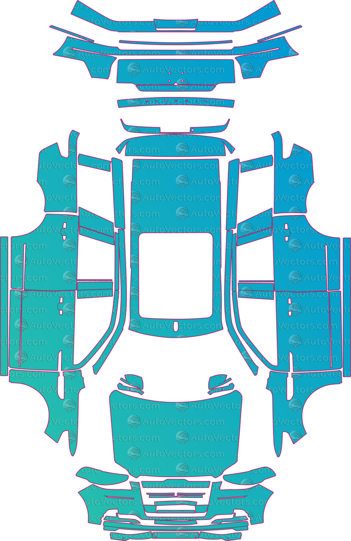 Lincoln Navigator Base (From 2022) SUV – pre-cut PPF pattern templates, instant digital download vector cut files (CDR, AI, PDF, SVG)