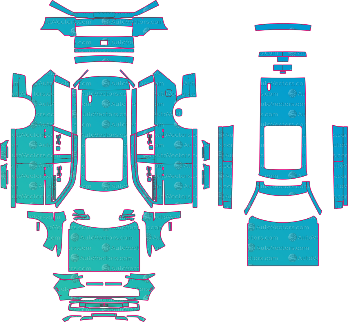 Lincoln Navigator LWB Reserve (From 2025) SUV – pre-cut PPF pattern templates, instant digital download vector cut files (CDR, AI, PDF, SVG)