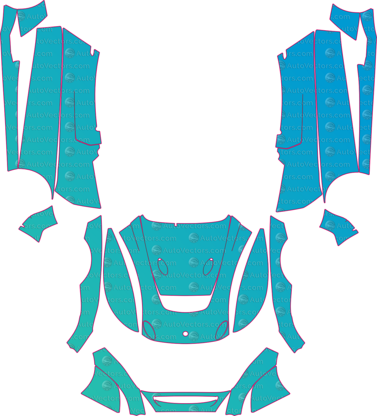 Lotus 2 Eleven US Track Ver (From 2008) Roadster – pre-cut PPF pattern templates, instant digital download vector cut files (CDR, AI, PDF, SVG)