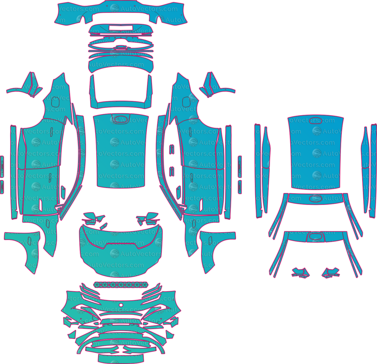 Lotus Emeya Emeya R (From 2025) Sedan – pre-cut PPF pattern templates, instant digital download vector cut files (CDR, AI, PDF, SVG)