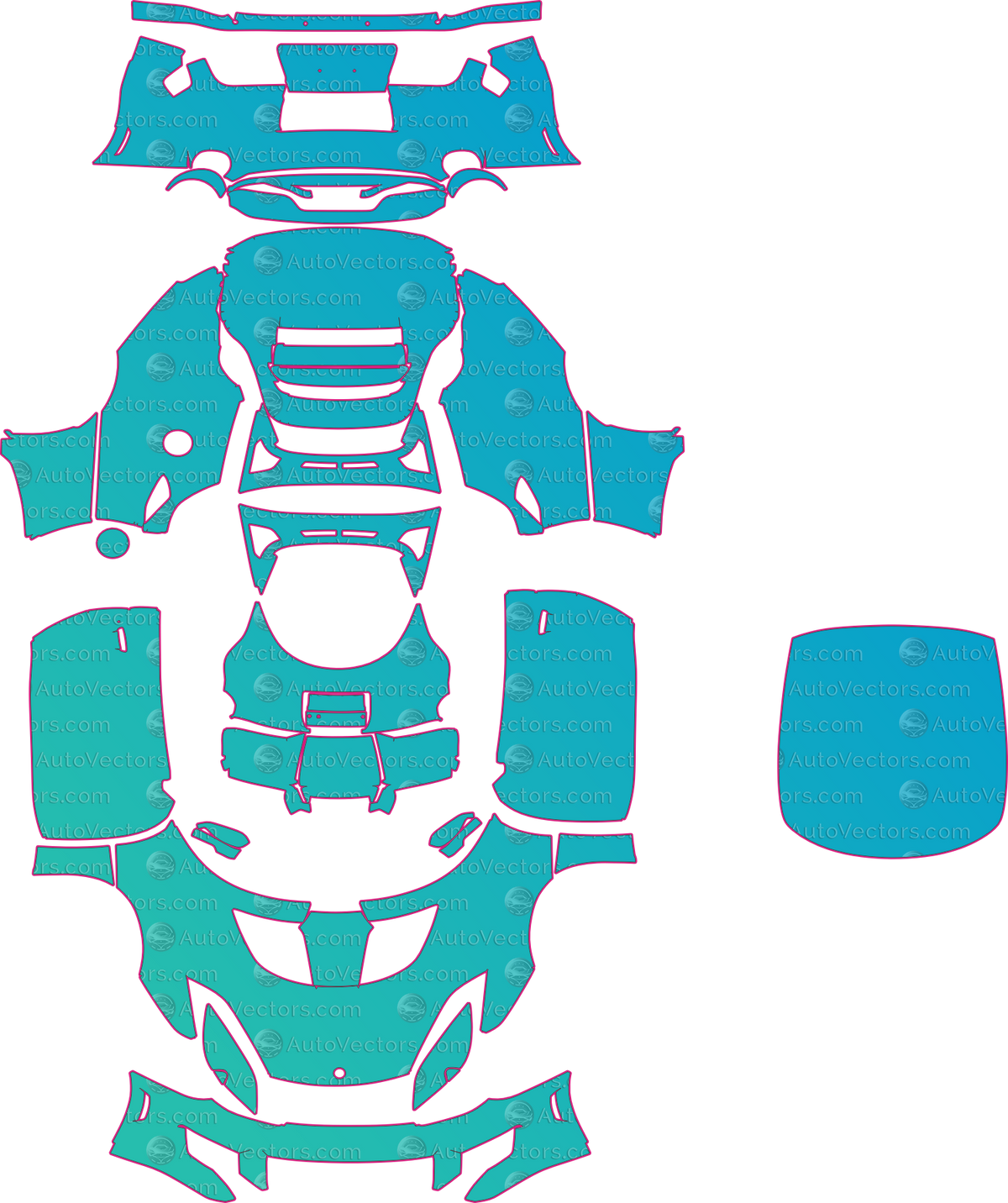 Lotus Evora 410 Sport-400 (From 2015) Coupe – pre-cut PPF pattern templates, instant digital download vector cut files (CDR, AI, PDF, SVG)