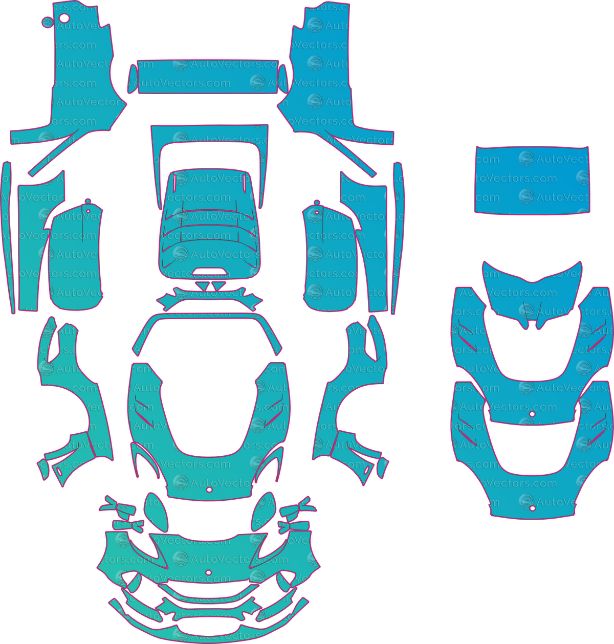 Lotus Exige 430 Cup Final Edition (From 2023) Coupe – pre-cut PPF pattern templates, instant digital download vector cut files (CDR, AI, PDF, SVG)