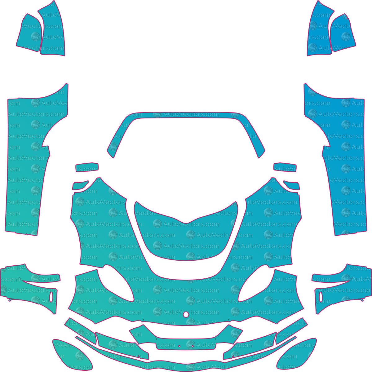 Lotus Exige Cup S-S (From 2012) Coupe – pre-cut PPF pattern templates, instant digital download vector cut files (CDR, AI, PDF, SVG)