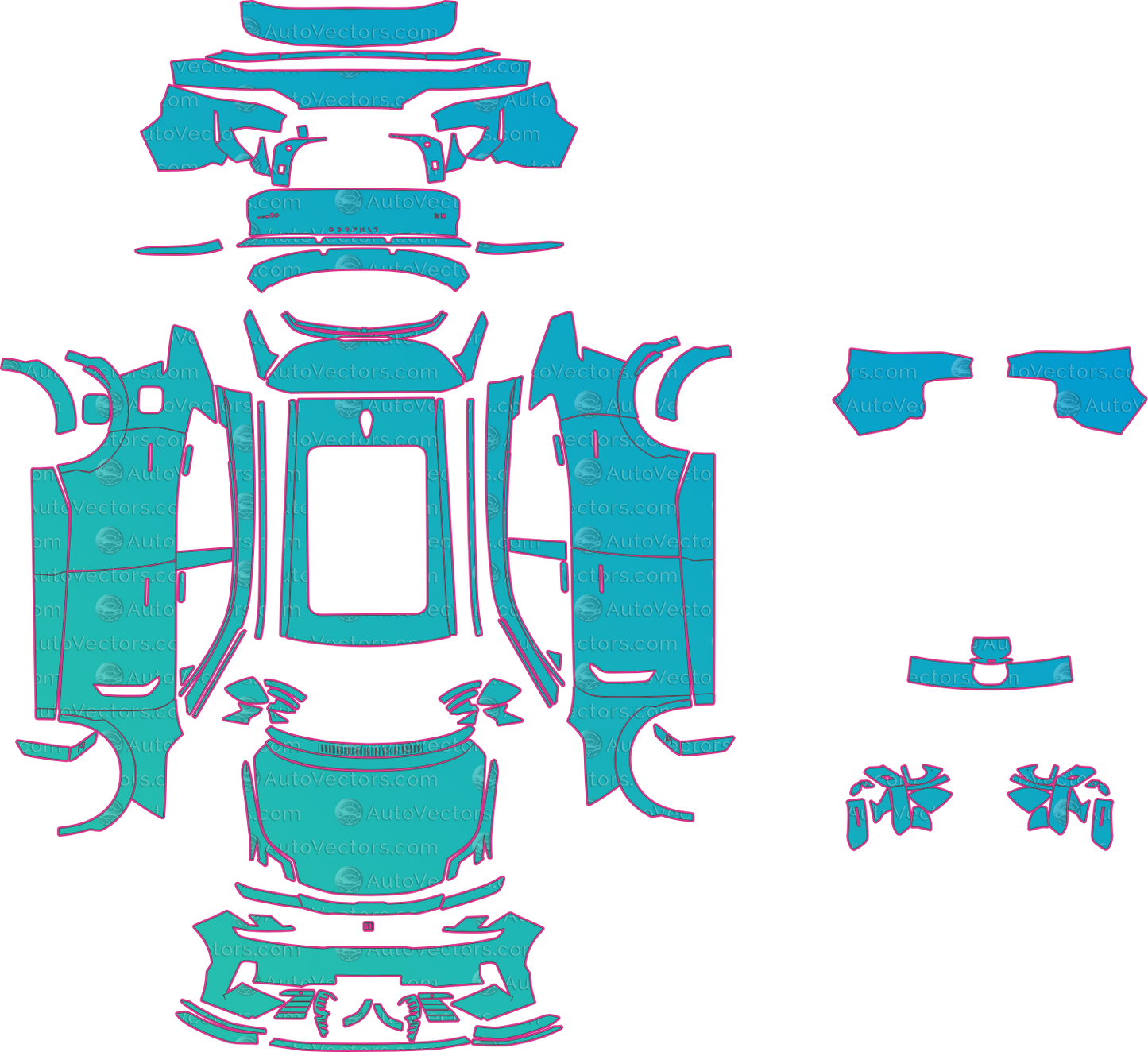 Lynk & Co 08 Base (From 2026) SUV – pre-cut PPF pattern templates, instant digital download vector cut files (CDR, AI, PDF, SVG)