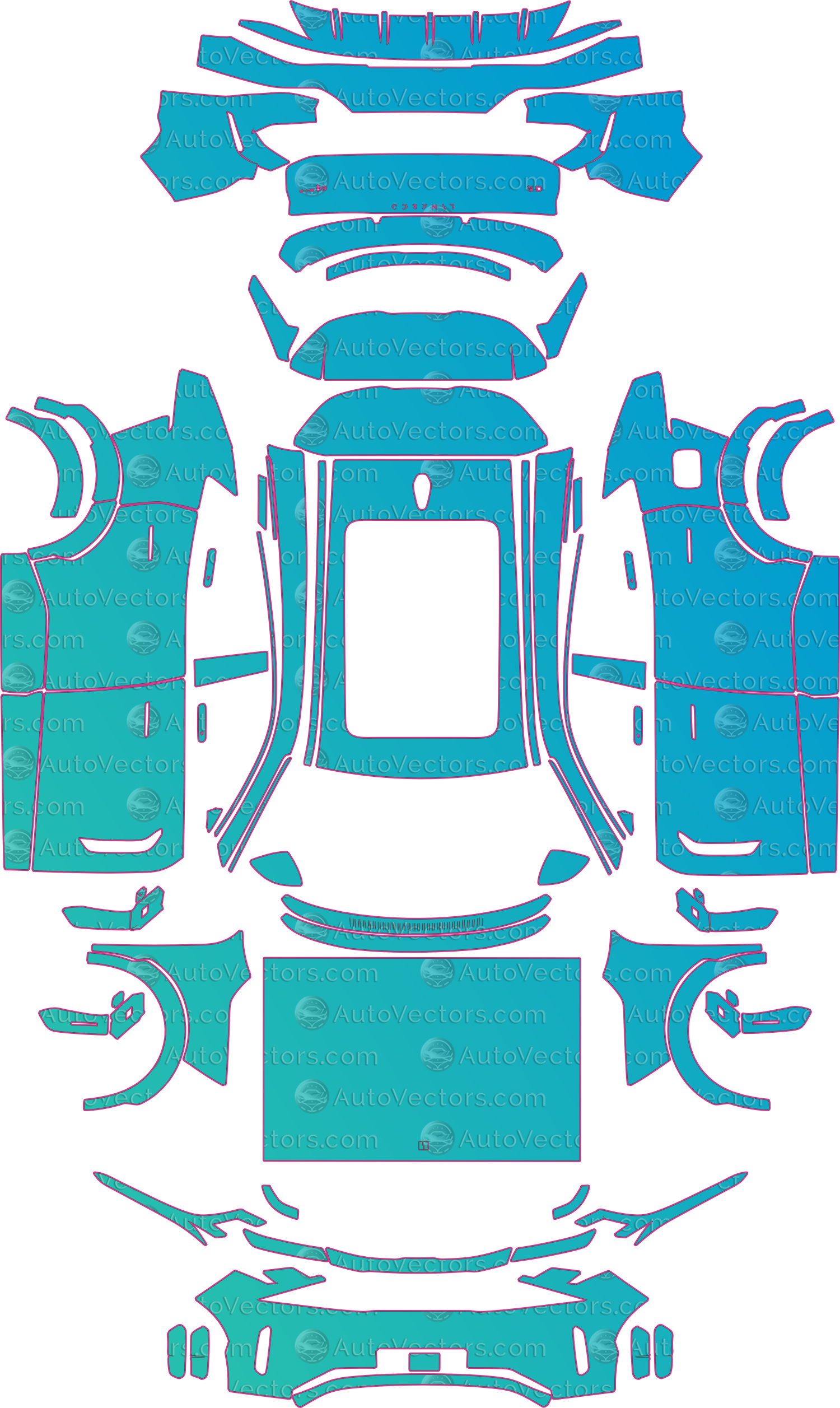Lynk & Co 08 EM-P Base (From 2025) SUV – pre-cut PPF pattern templates, instant digital download vector cut files (CDR, AI, PDF, SVG)