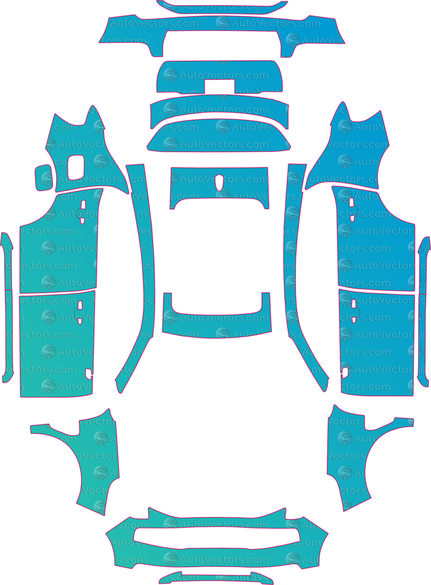 Lynk & Co 1 Base (2017-2021) SUV – pre-cut PPF pattern templates, instant digital download vector cut files (CDR, AI, PDF, SVG)