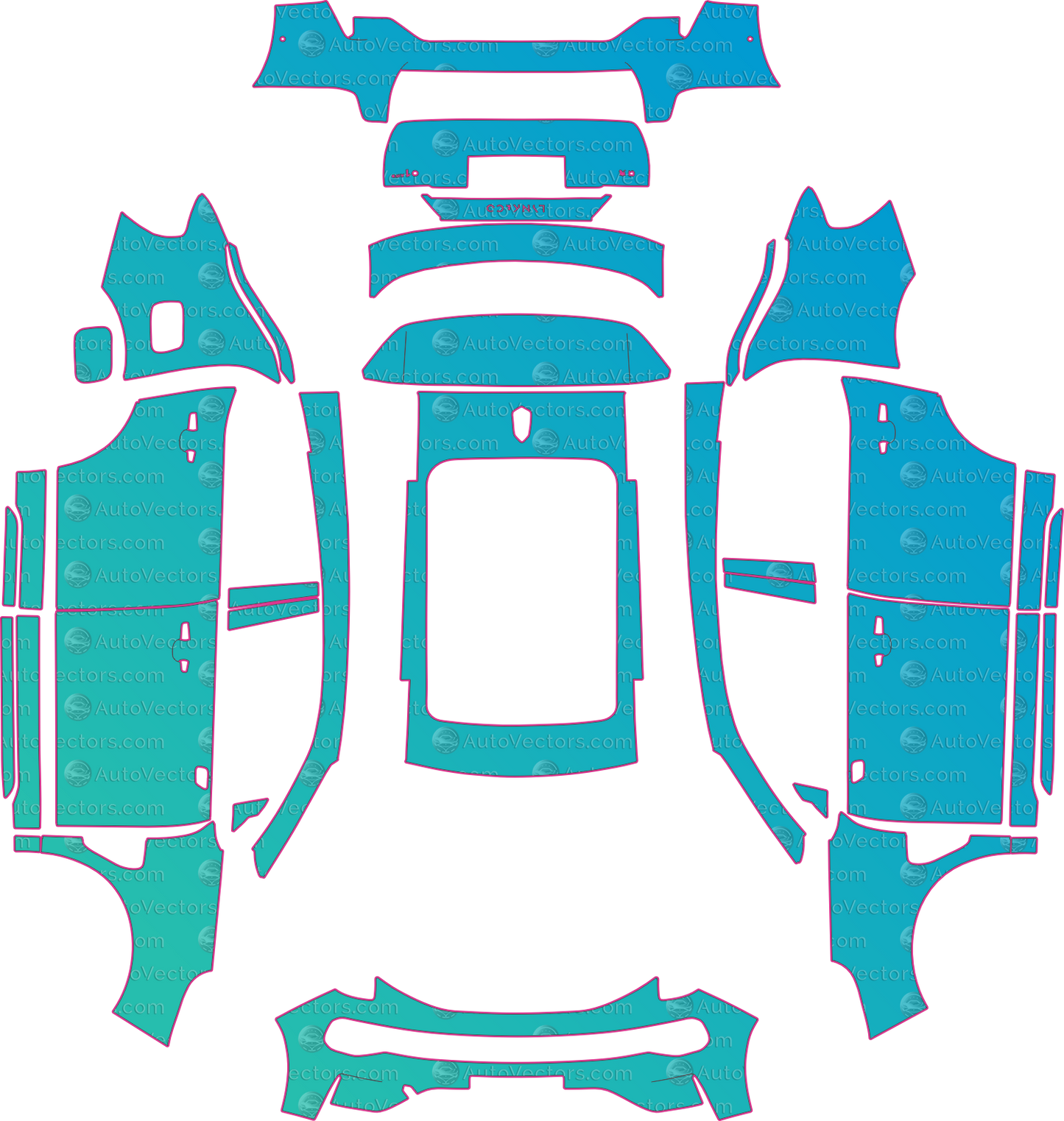 Lynk & Co 1 Base (From 2021) SUV – pre-cut PPF pattern templates, instant digital download vector cut files (CDR, AI, PDF, SVG)