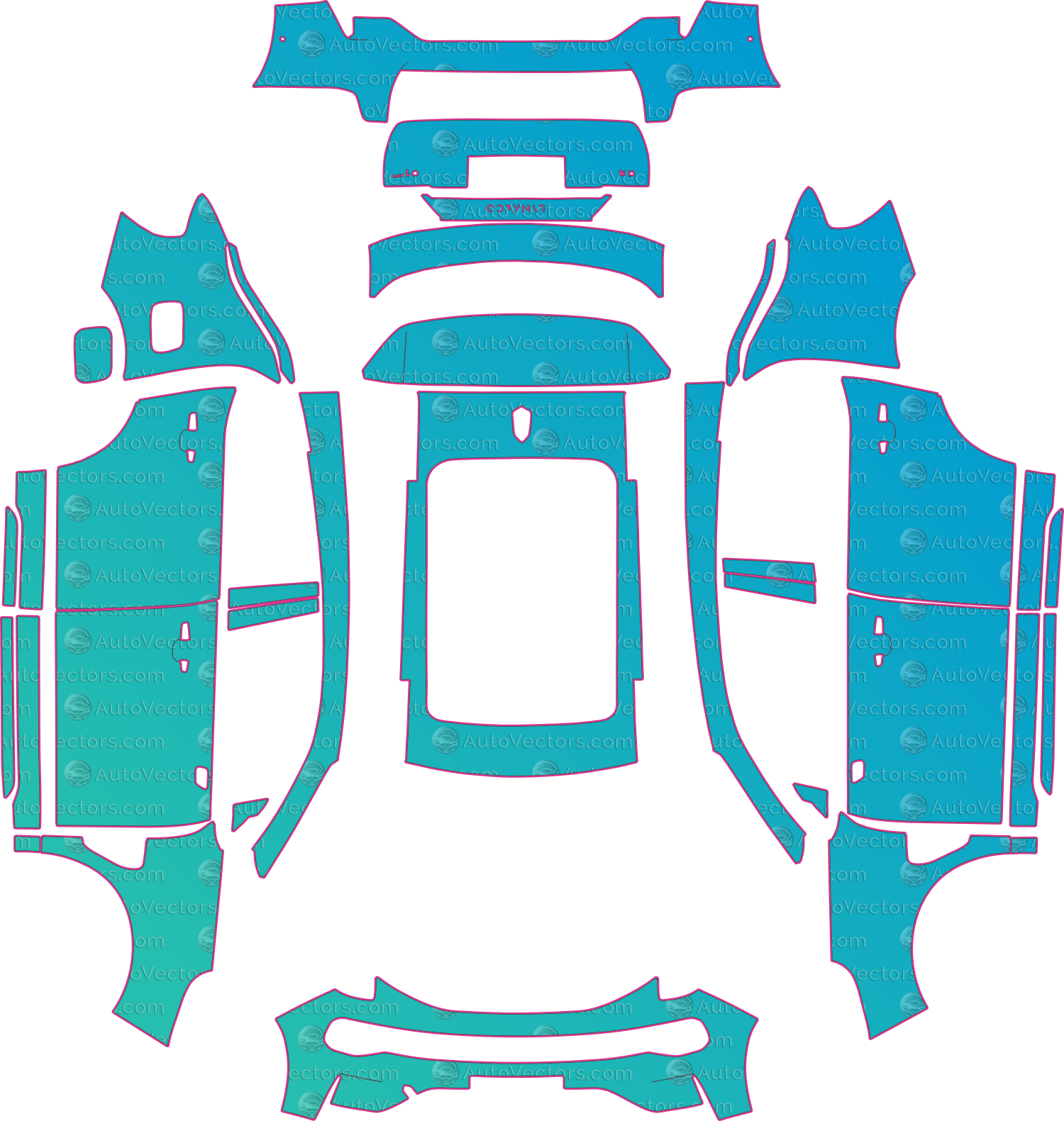 Lynk & Co 1 Base (From 2021) SUV – pre-cut PPF pattern templates, instant digital download vector cut files (CDR, AI, PDF, SVG)
