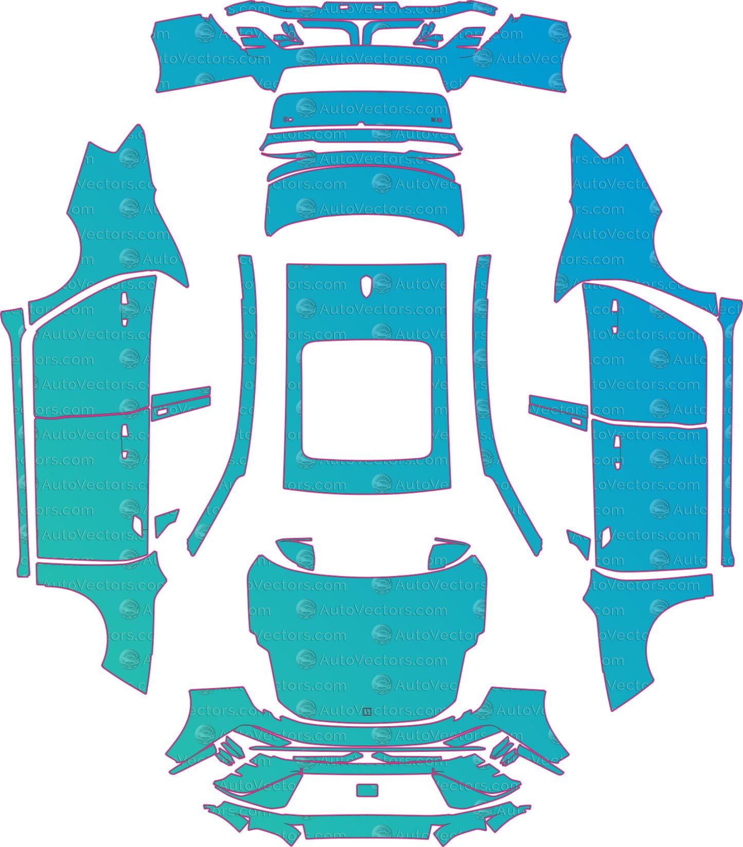 Lynk & Co 3 Base (From 2023) Sedan – pre-cut PPF pattern templates, instant digital download vector cut files (CDR, AI, PDF, SVG)