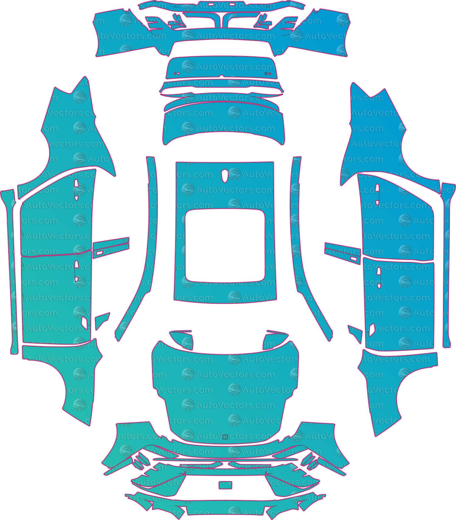 Lynk & Co 3 Base (From 2023) Sedan – pre-cut PPF pattern templates, instant digital download vector cut files (CDR, AI, PDF, SVG)