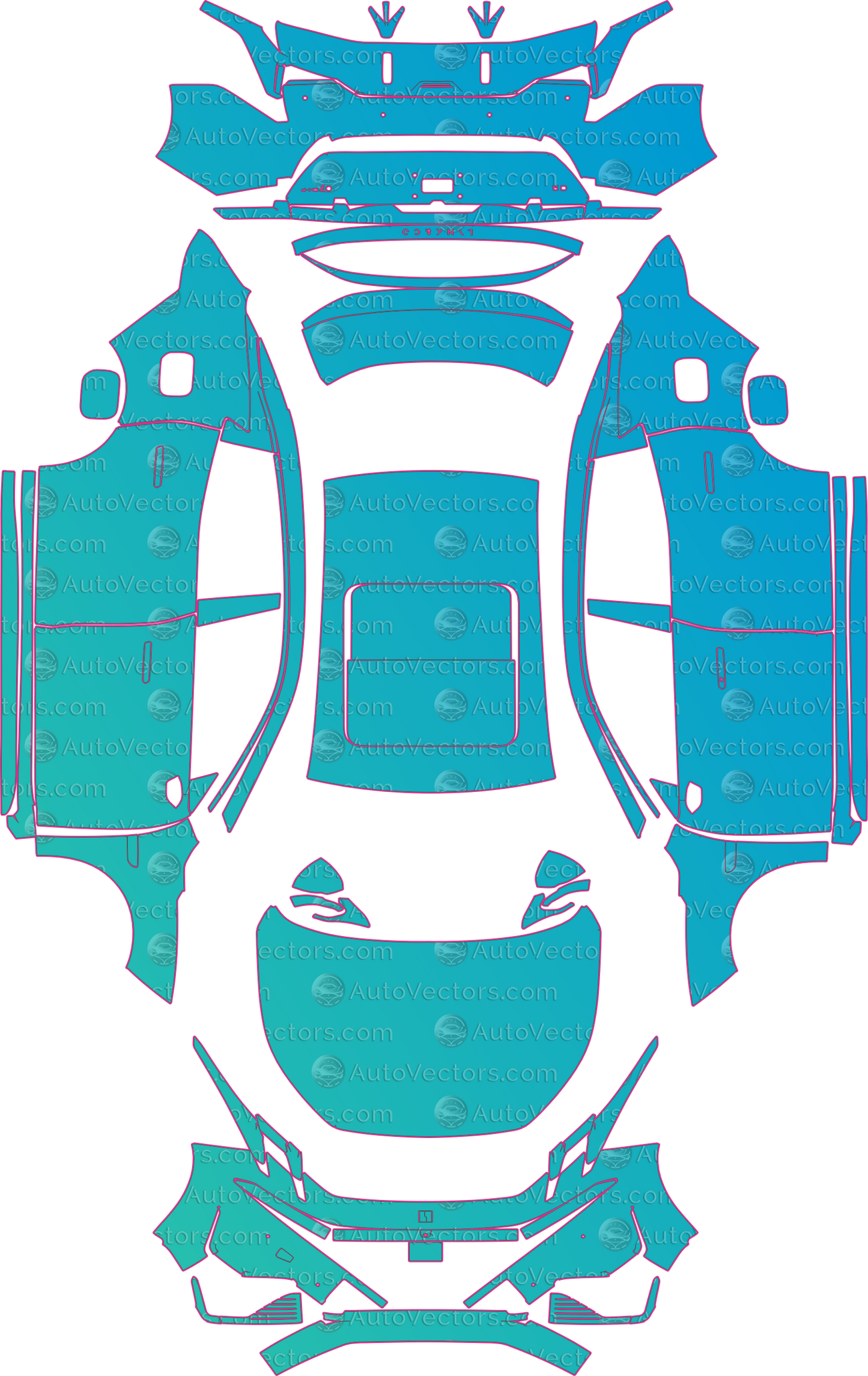 Lynk & Co 7 Base (From 2024) Sedan – pre-cut PPF pattern templates, instant digital download vector cut files (CDR, AI, PDF, SVG)
