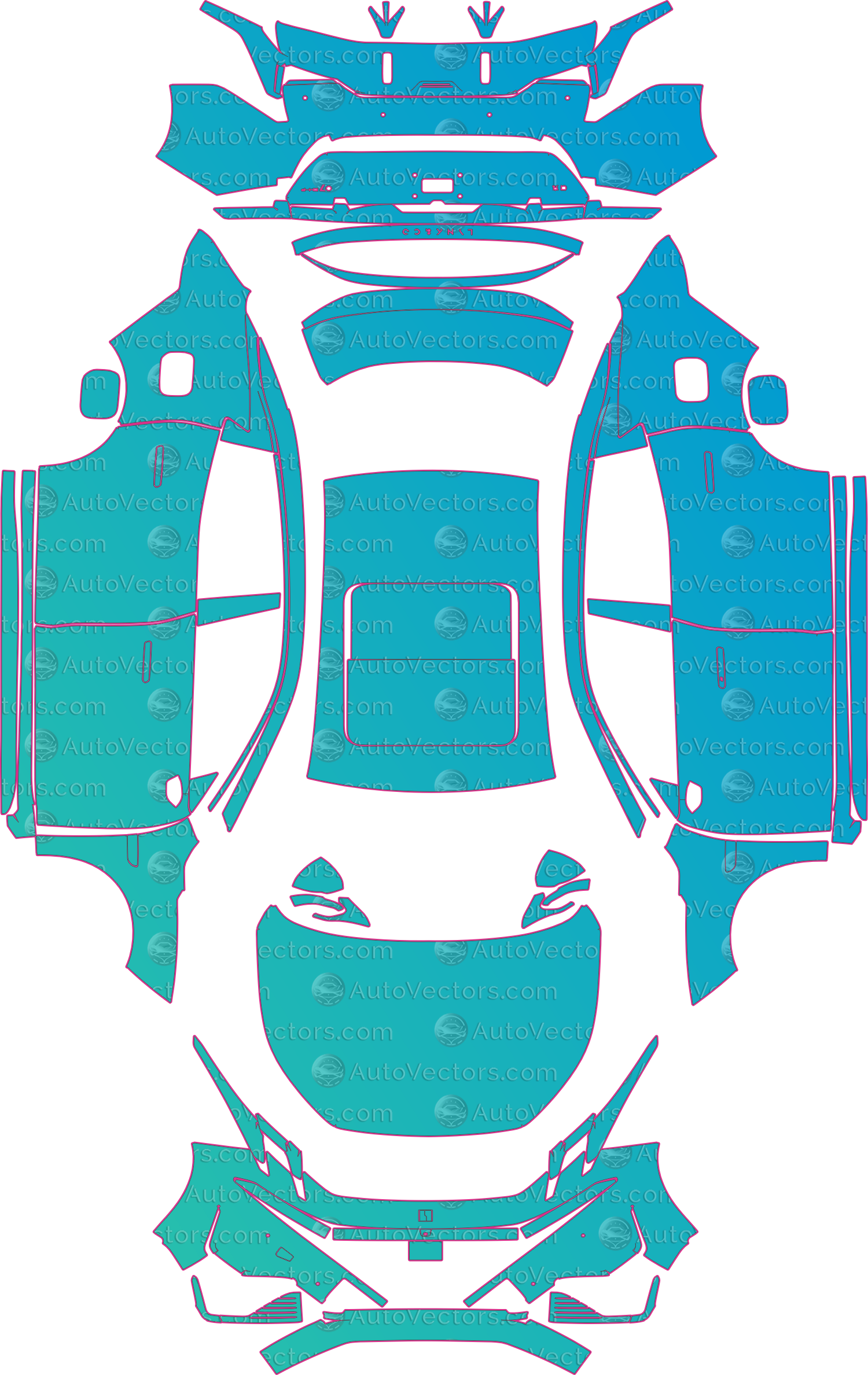 Lynk & Co 7 Base (From 2024) Sedan – pre-cut PPF pattern templates, instant digital download vector cut files (CDR, AI, PDF, SVG)