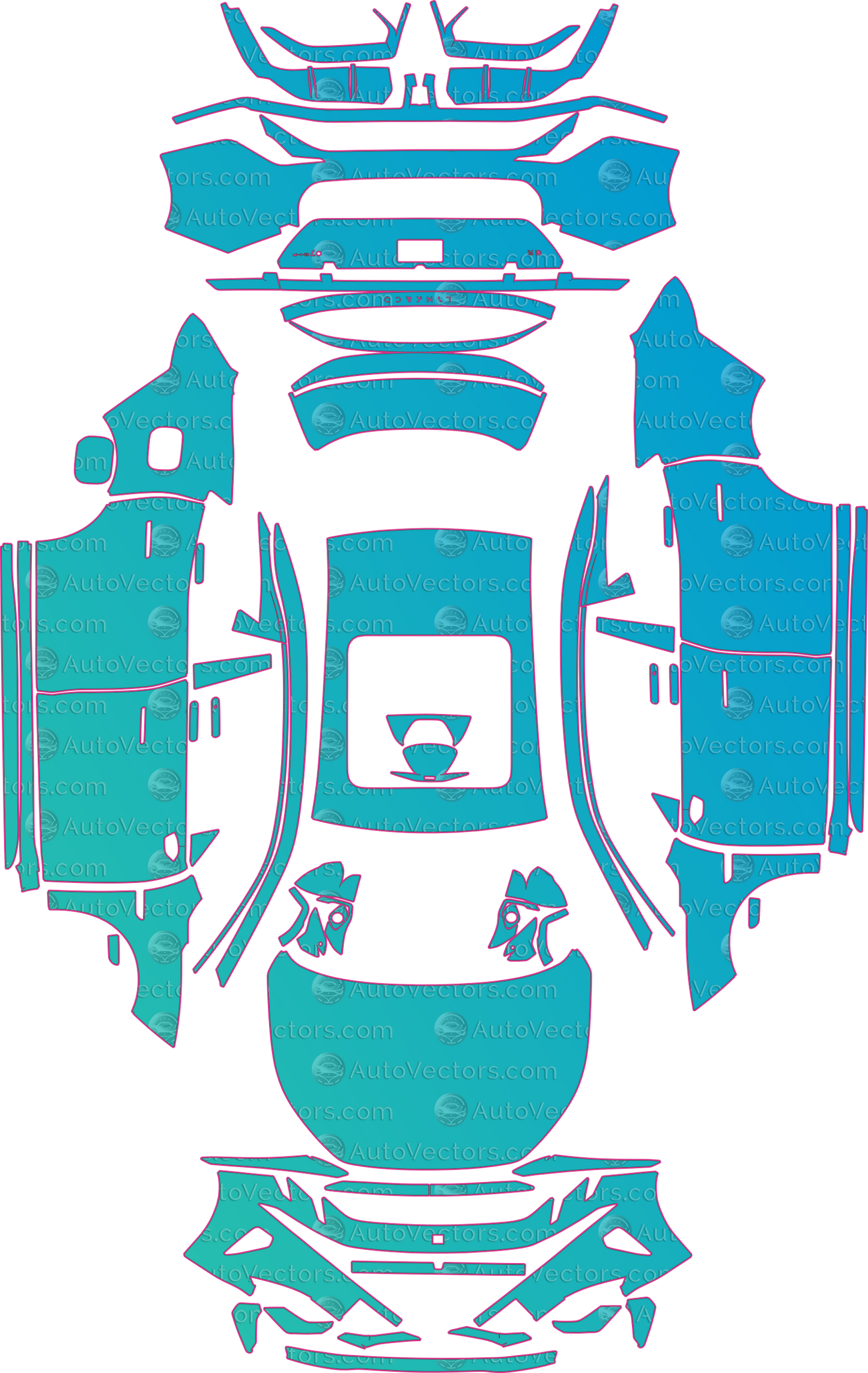 Lynk & Co 7 Base (From 2026) sedan – pre-cut PPF pattern templates, instant digital download vector cut files (CDR, AI, PDF, SVG)