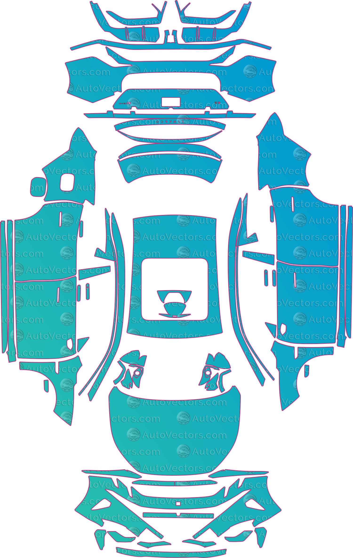 Lynk & Co 7 Base (From 2026) sedan – pre-cut PPF pattern templates, instant digital download vector cut files (CDR, AI, PDF, SVG)