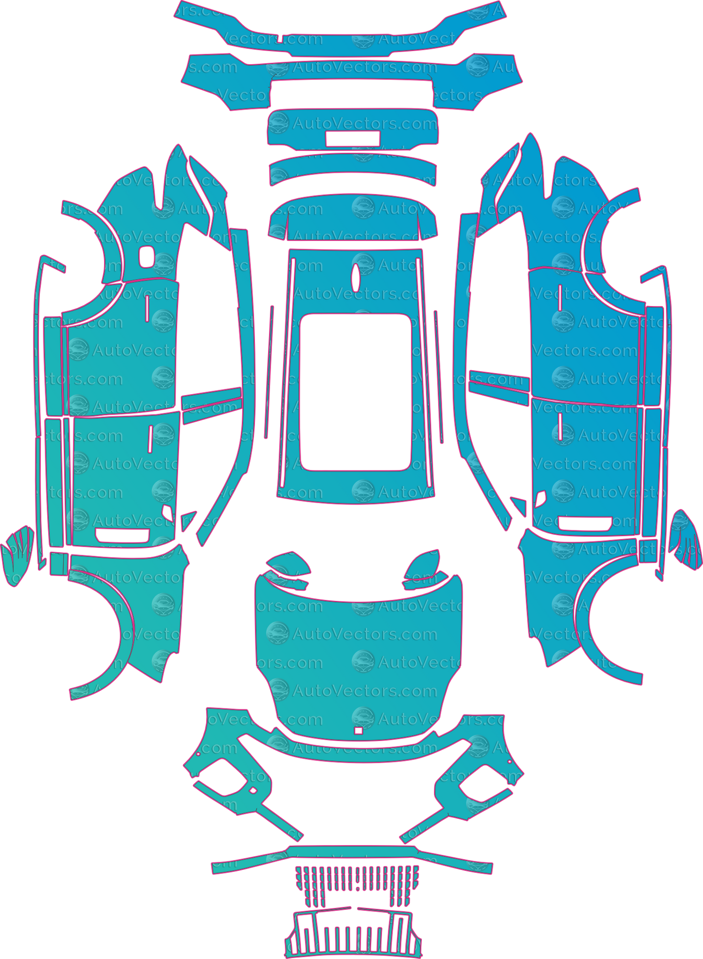 Lynk & Co 9 Base (From 2021) SUV – pre-cut PPF pattern templates, instant digital download vector cut files (CDR, AI, PDF, SVG)