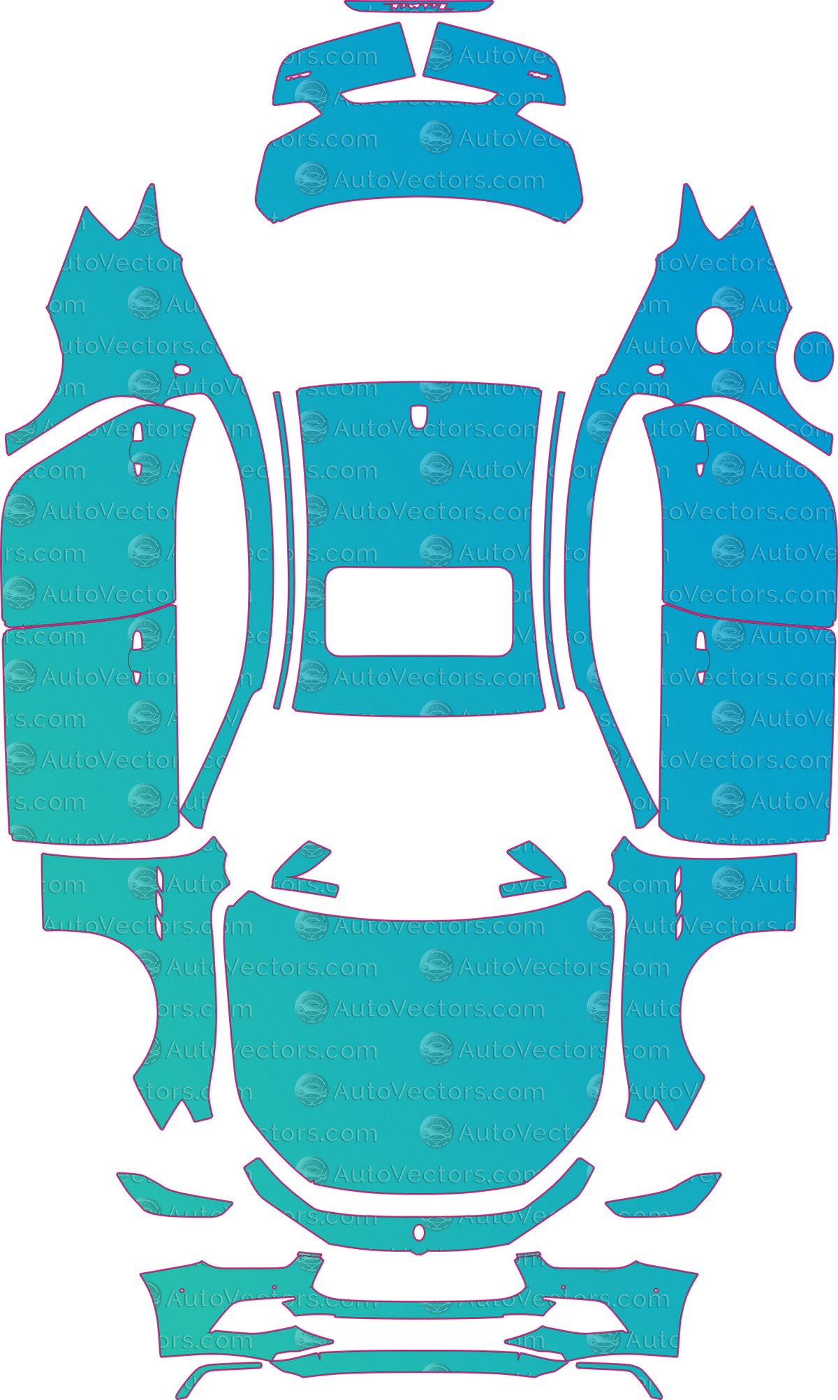Maserati Ghibli M157 Diesel GranSport (From 2017) Sedan – pre-cut PPF pattern templates, instant digital download vector cut files (CDR, AI, PDF, SVG)