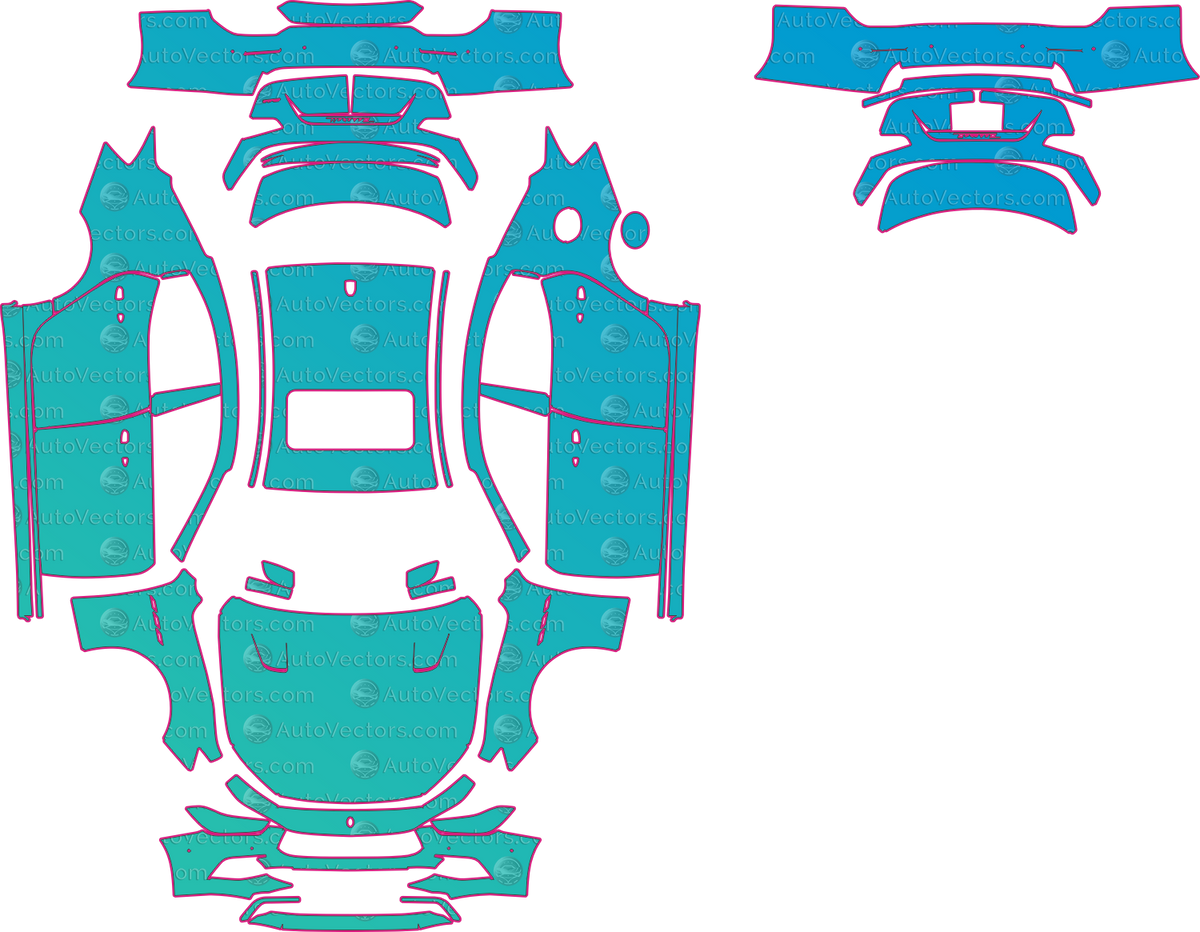 Maserati Ghibli Modena (From 2022) Sedan – pre-cut PPF pattern templates, instant digital download vector cut files (CDR, AI, PDF, SVG)