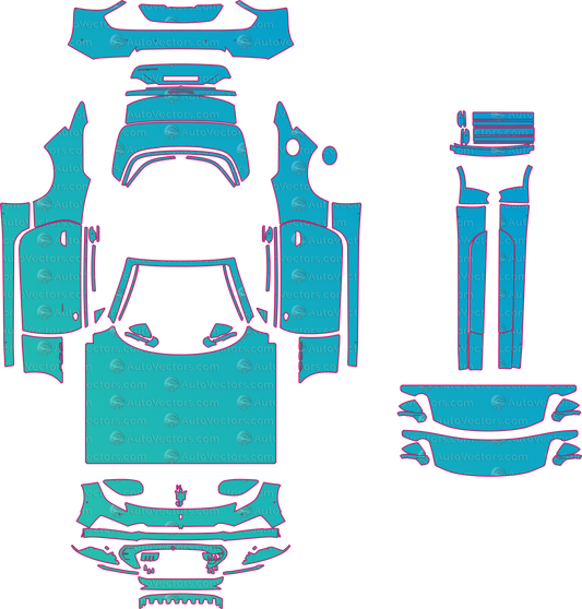 Maserati GranCabrio Base (From 2027) Convertible – pre-cut PPF pattern templates, instant digital download vector cut files (CDR, AI, PDF, SVG)