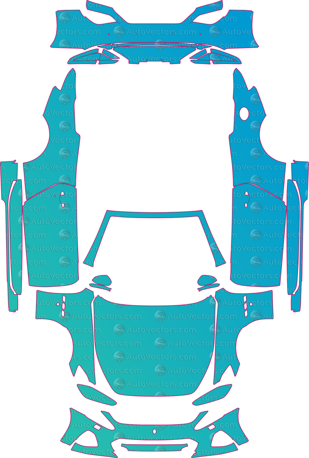 Maserati GranCabrio Sport (From 2017) Convertible – pre-cut PPF pattern templates, instant digital download vector cut files (CDR, AI, PDF, SVG)